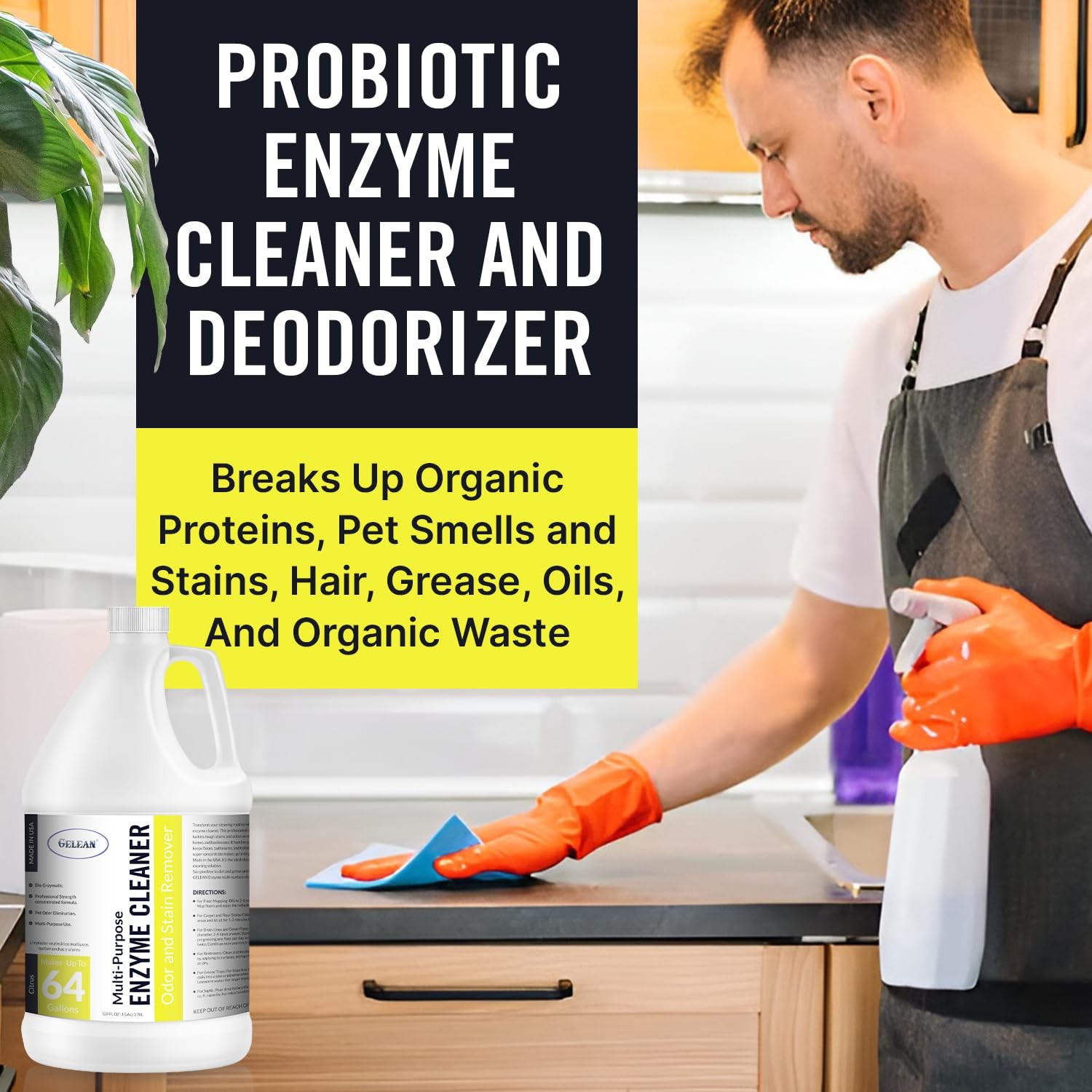 Multi-Purpose Probiotic Enzyme Cleaner, Made in USA – Pet Stain and Odor Remo…