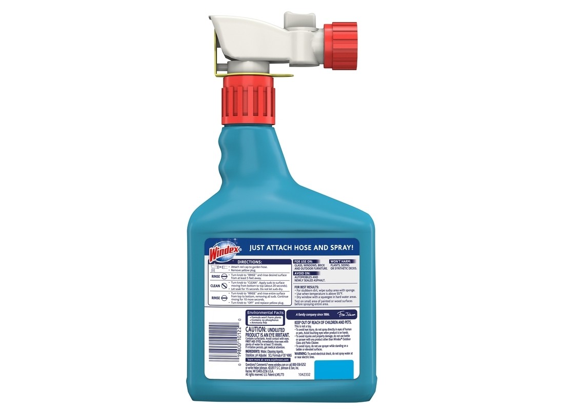 WINDEX 10122 Glass Cleaner, 32 oz Bottle, Liquid, Characteristic, Clear