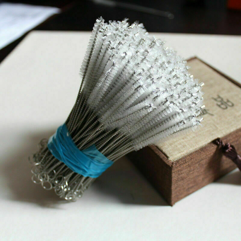 100Pcs/Set Cleaning Brush for Bottle Pipe Stainless Steel Nylon Straw Cleaners