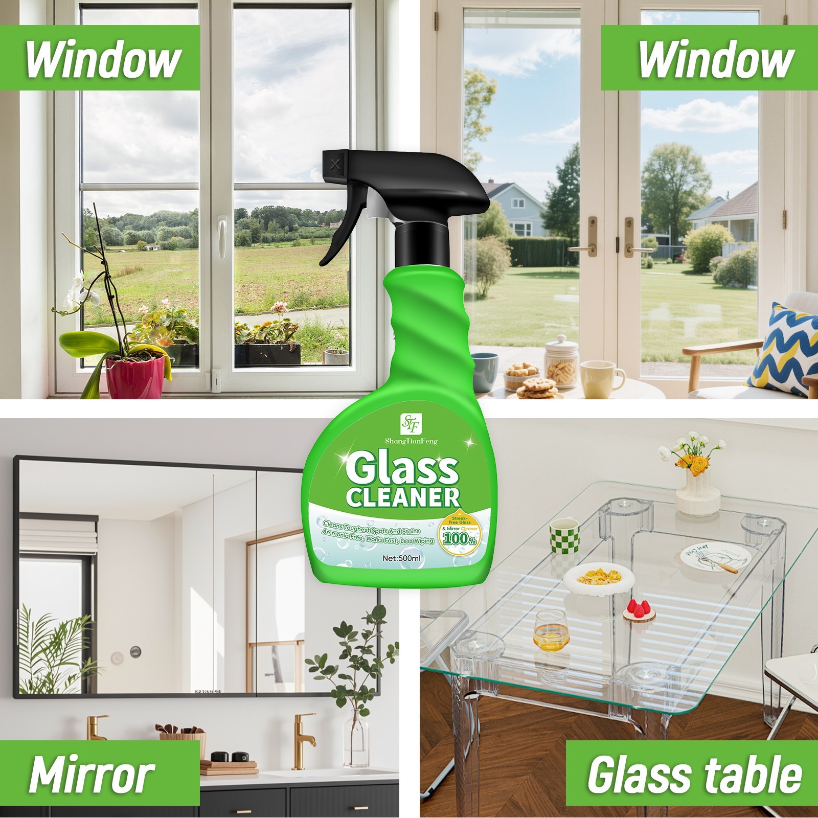 Glass and Window Cleaner Spray Bottle,Surface Cleaning Spray,33.8Fl Oz(Pack of 2