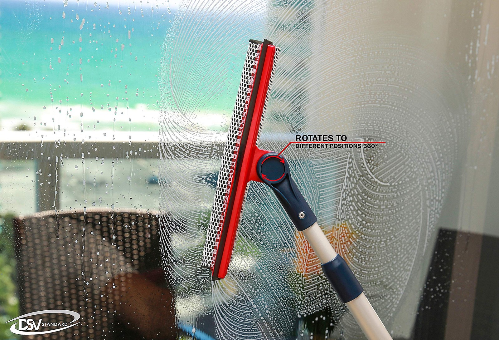 Window Squeegee Sponge 10 Inch Rubber Strip 50 Inch Extension Pole MultiAngle C