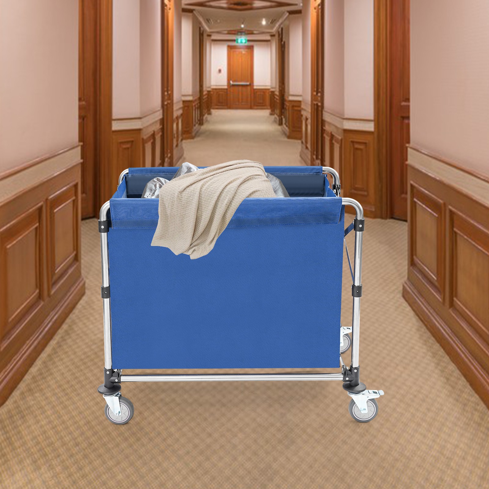 Commercial Laundry Cart Laundry Cart with Wheels Folding Laundry Cart Blue