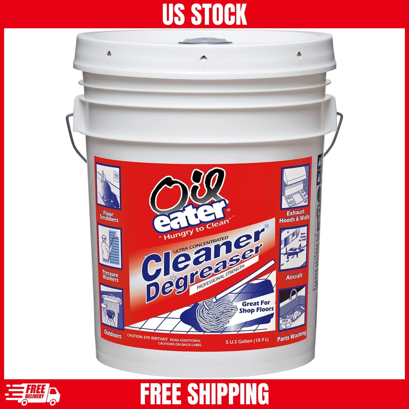 Oil Eater 5 gal. Cleaner Degreaser Pail Kitchen Safe Low Odor Cleaning Formula