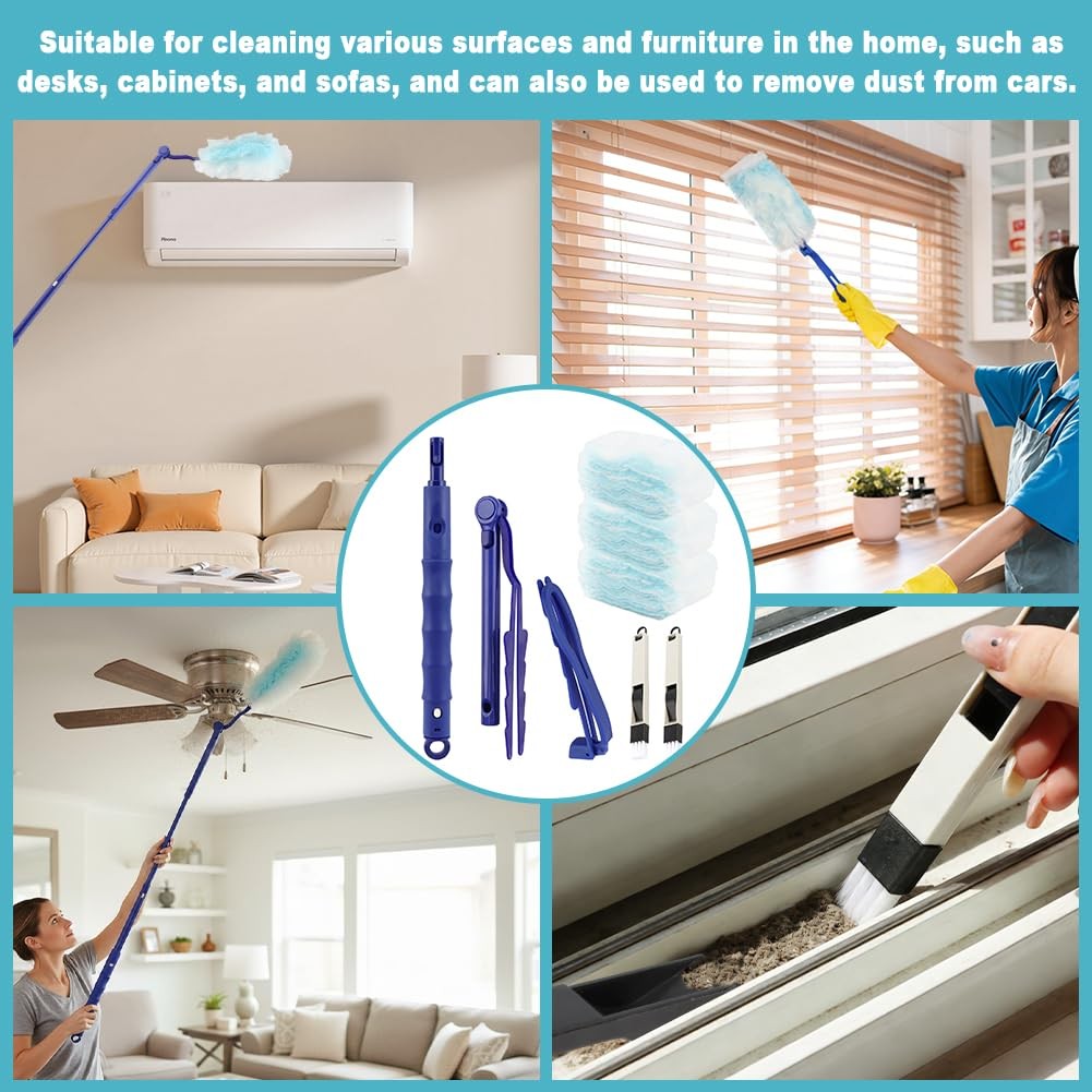 30 Count Heavy Duty Duster Refills with 2 Pcs Handles and Crevice Brushes Sta…
