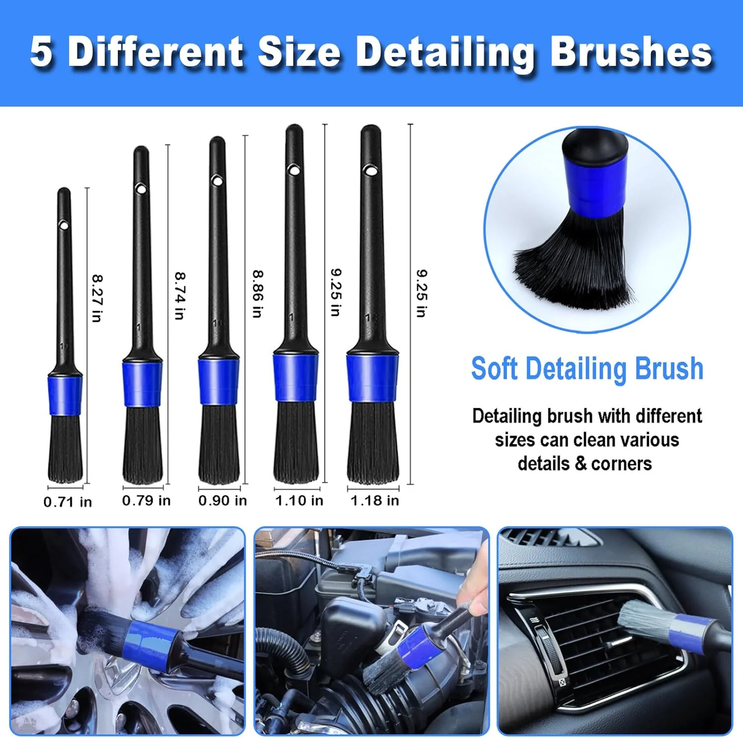 12Pcs Wheel Brush Kit for Cleaning Wheel and Tire, Wheel and Rim Brush, Car Deta