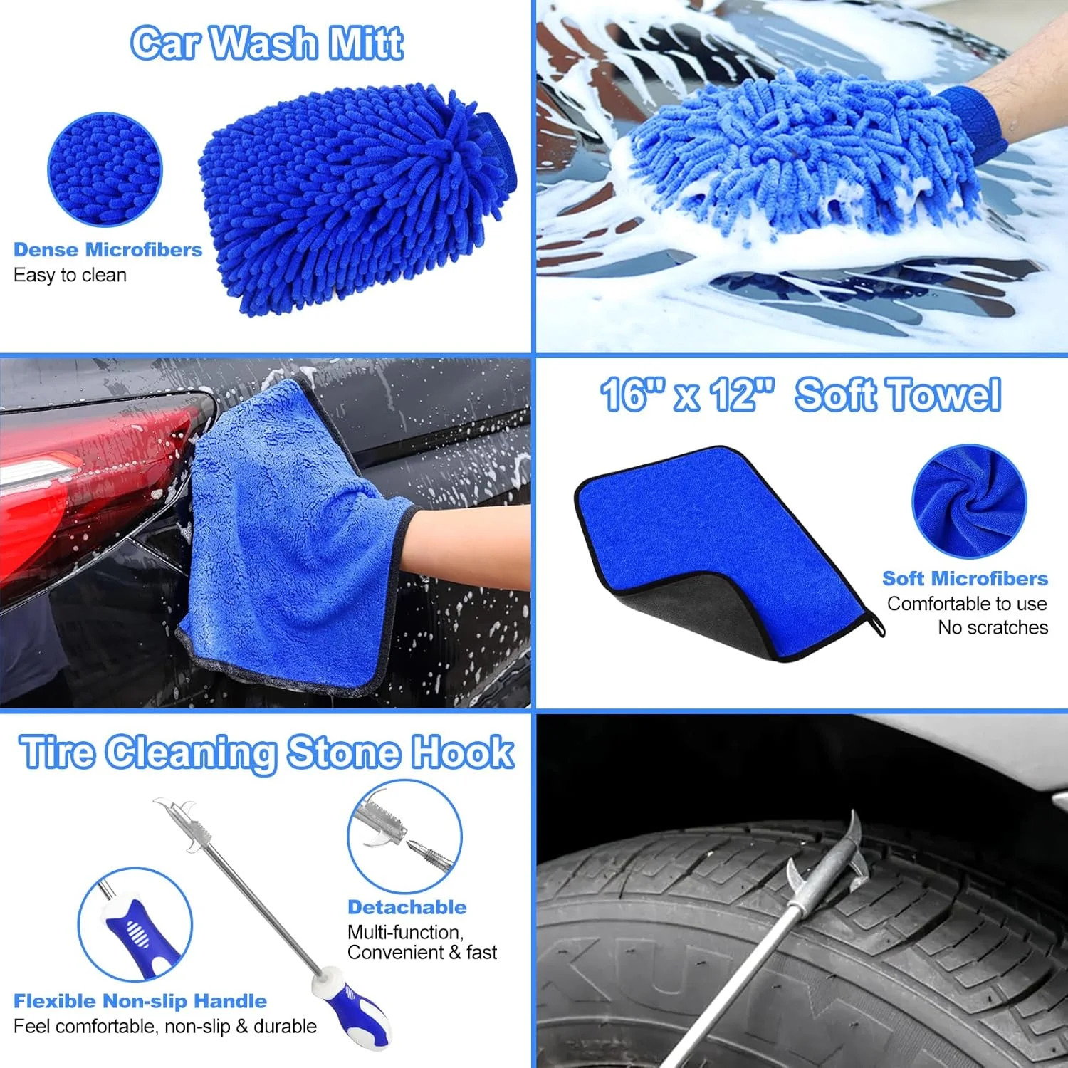 12Pcs Wheel Brush Kit for Cleaning Wheel and Tire, Wheel and Rim Brush, Car Deta