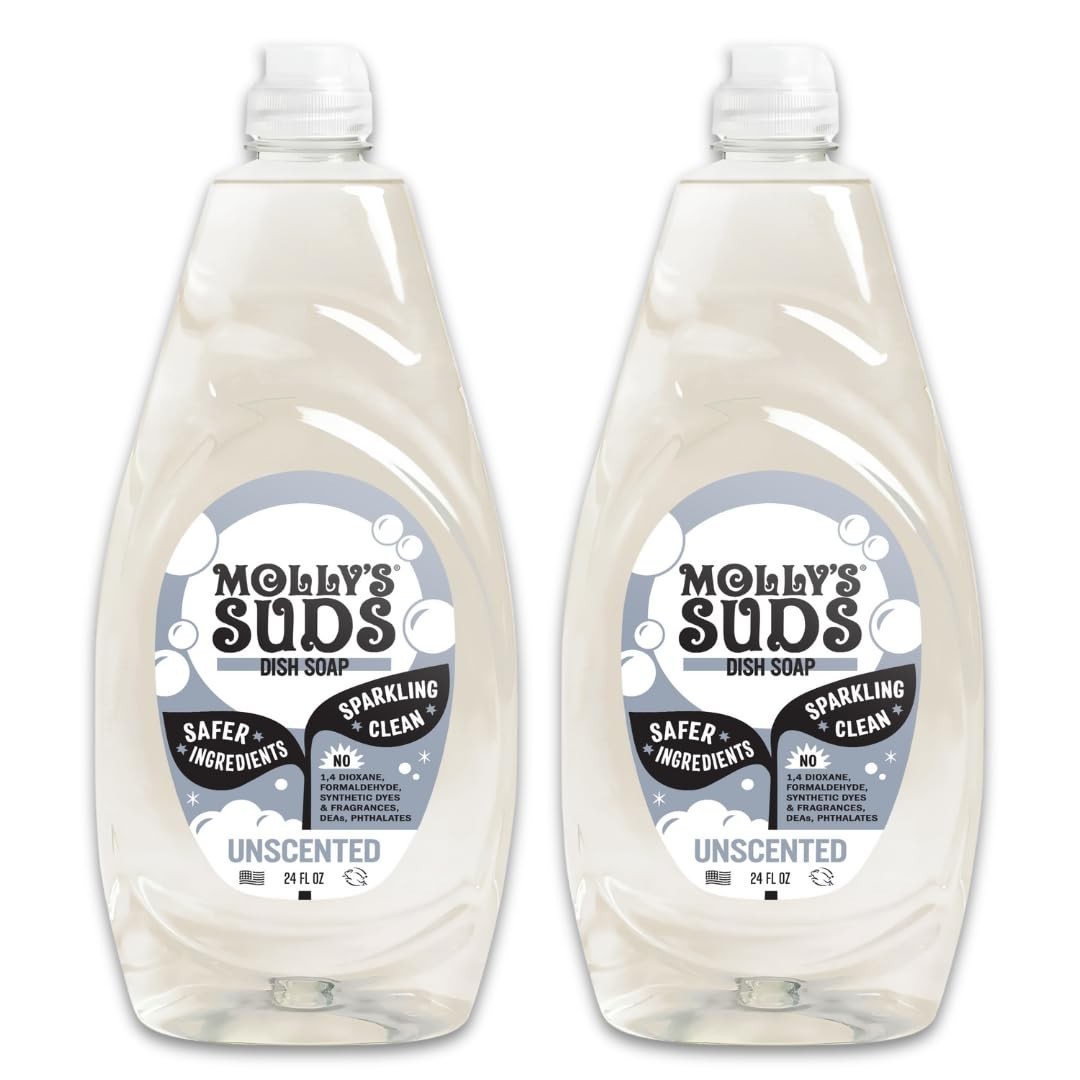 Liquid Dish Soap – Unscented, 24 oz – 2 Pack | Eco-Friendly, Extra Scrubbing Pow