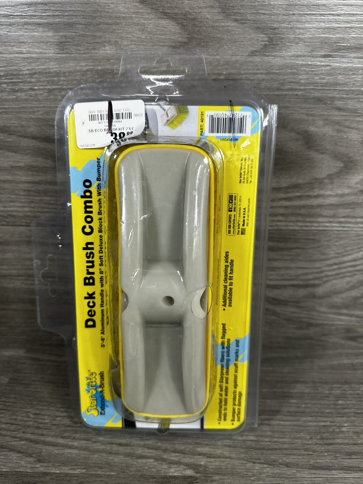 STAR BRITE DECK Brush ONLY Soft Deluxe Block Brush With Bumper Yellow 8”