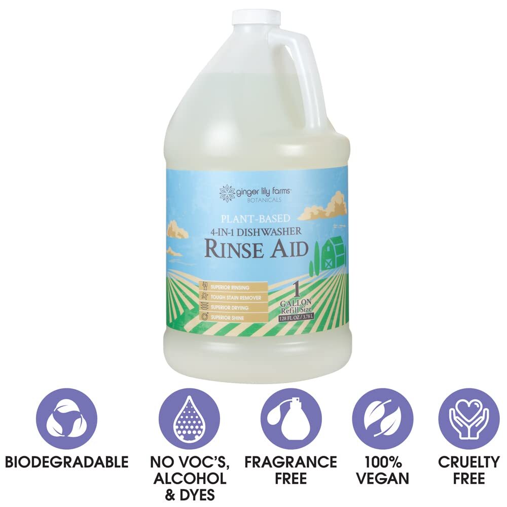 Plant Based Dishwasher Detergent 128 Fl Oz Eco Friendly Stain Remover Rinse Aid