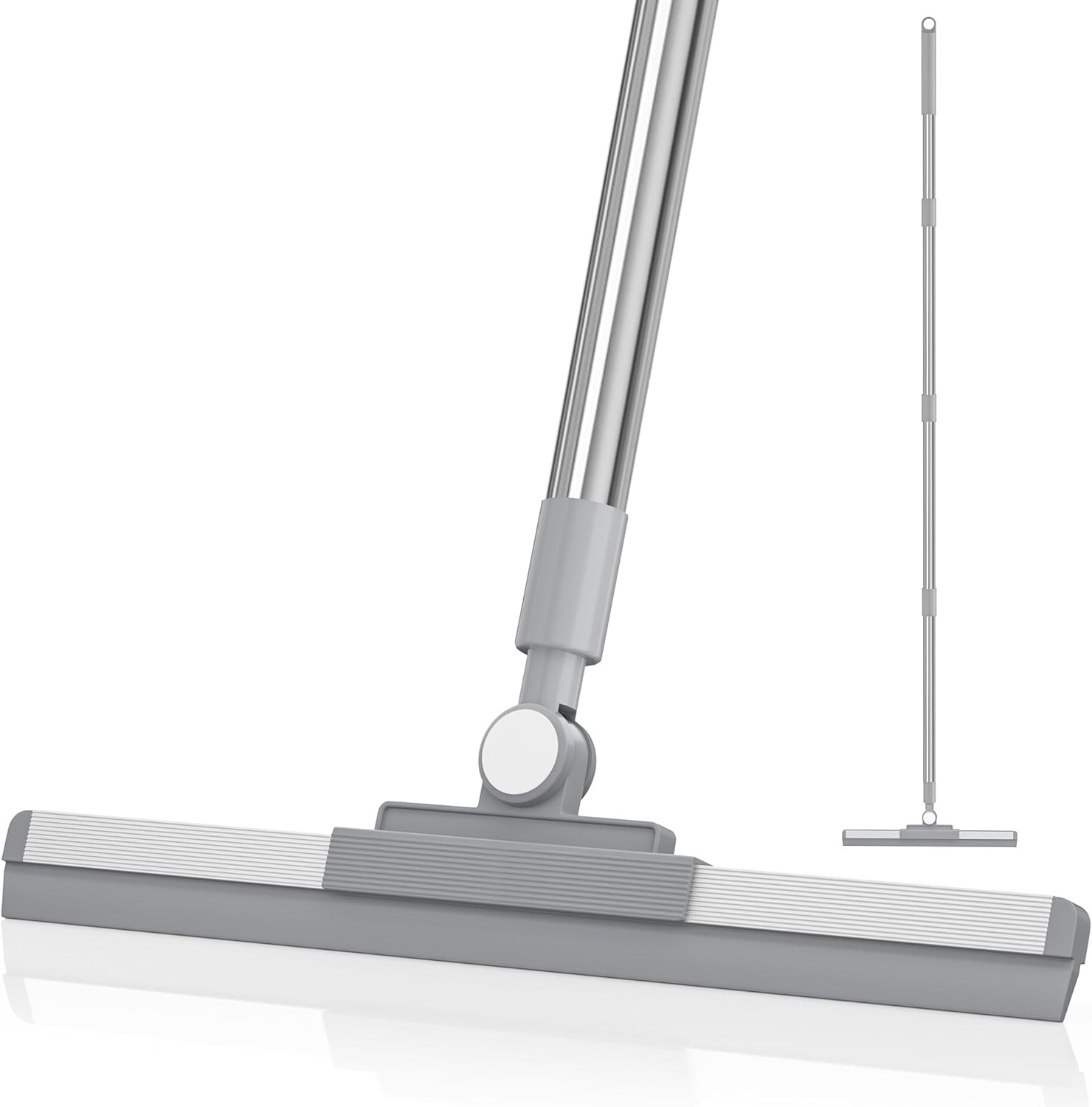 Floor Squeegee with 180° Rotating Head, Squeegee for Floor with 52” Long Handle