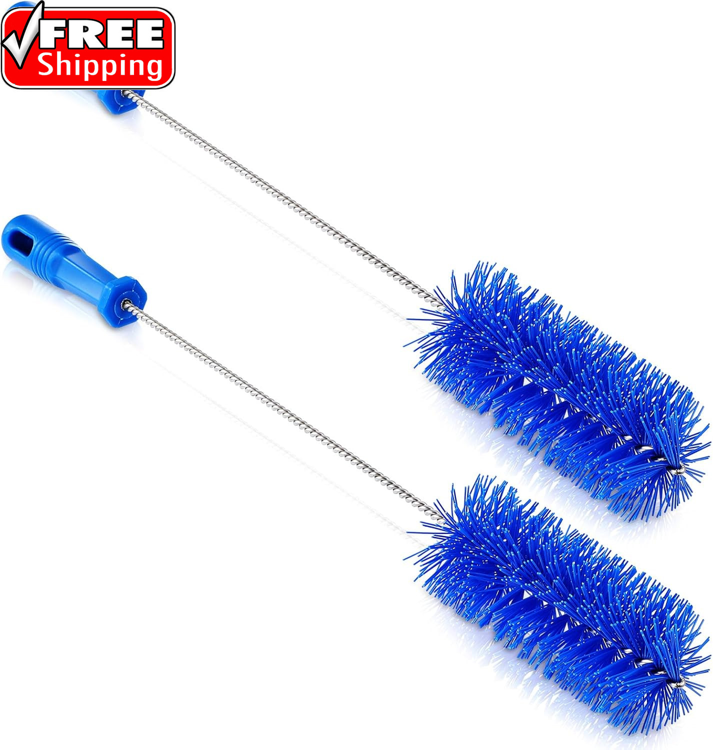 2 Pieces Drain Brush Pipe Cleaning Tube Brushes 19.7 Inch Plastic Shower Pipe Fl