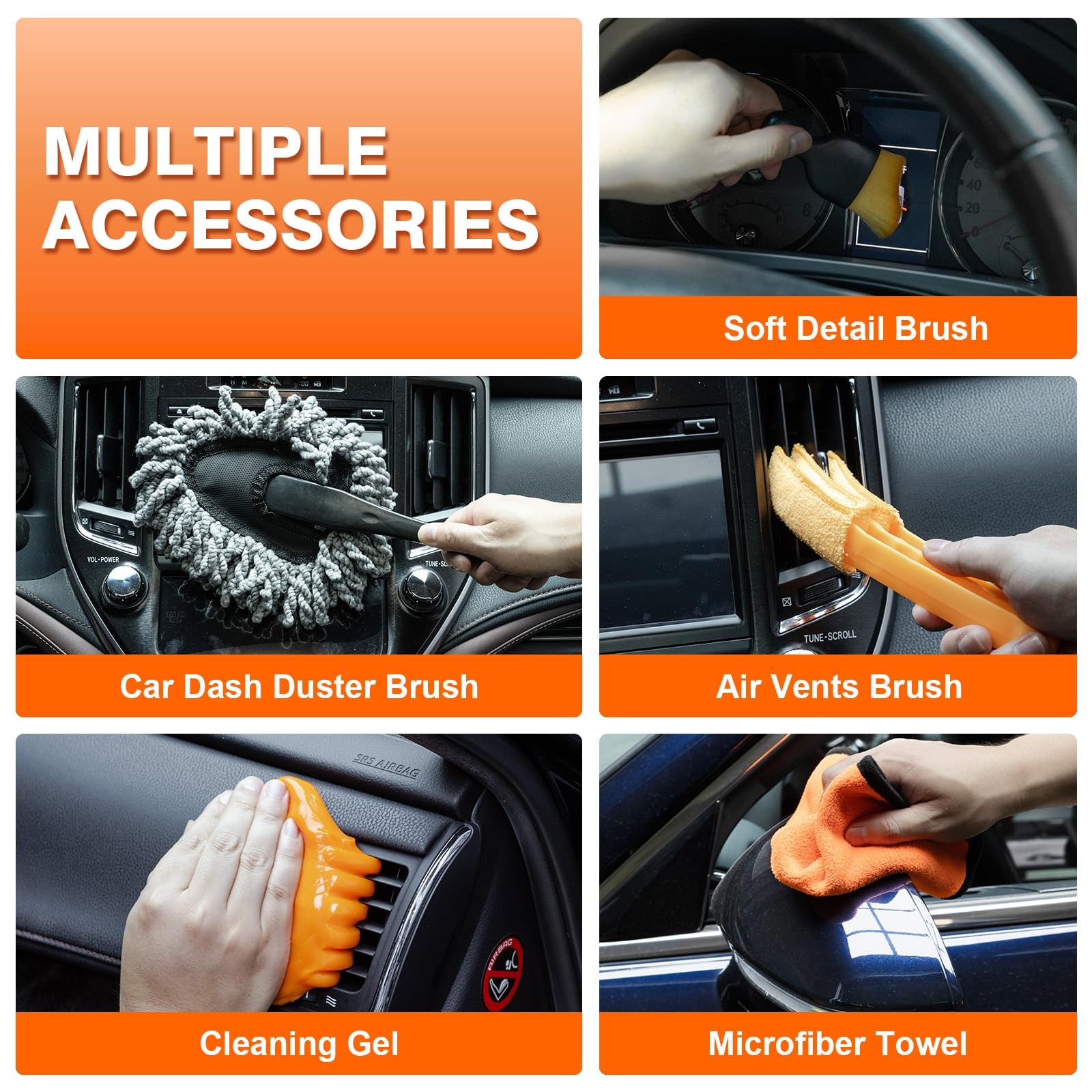 Car Cleaning Kit 19Pcs, Car Interior Detailing Kit with 12000PA High Power Ha…