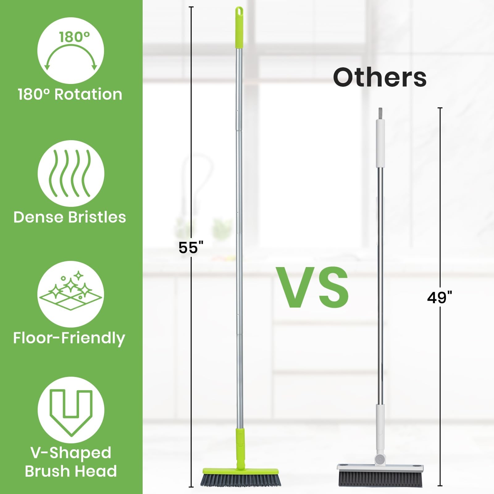 Grout Cleaner Brush with Long Handle, Floor Scrub Brush for Shower Tile, Bath…