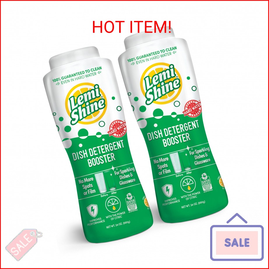 Lemi Shine Natural Dish Detergent Booster – Hard Water Stain Remover – Multi-Use