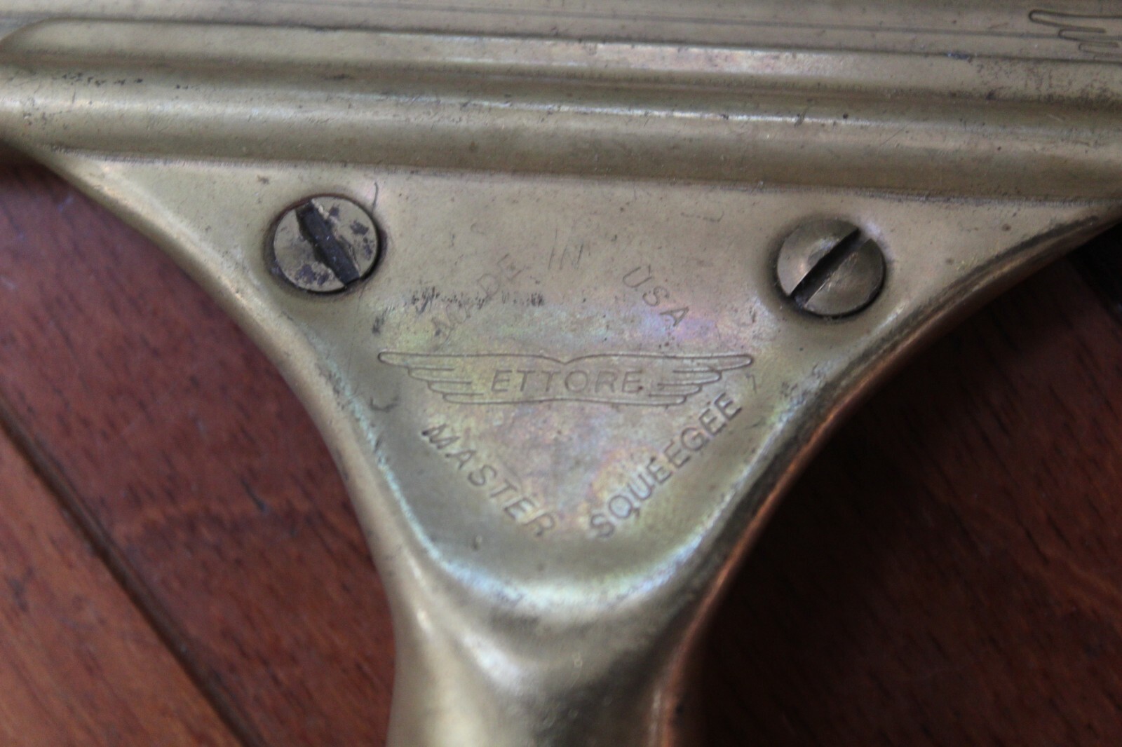 Vintage 17-1/2″ Brass ETTORE Master Squeegee, Made in Oakland, CA, USA