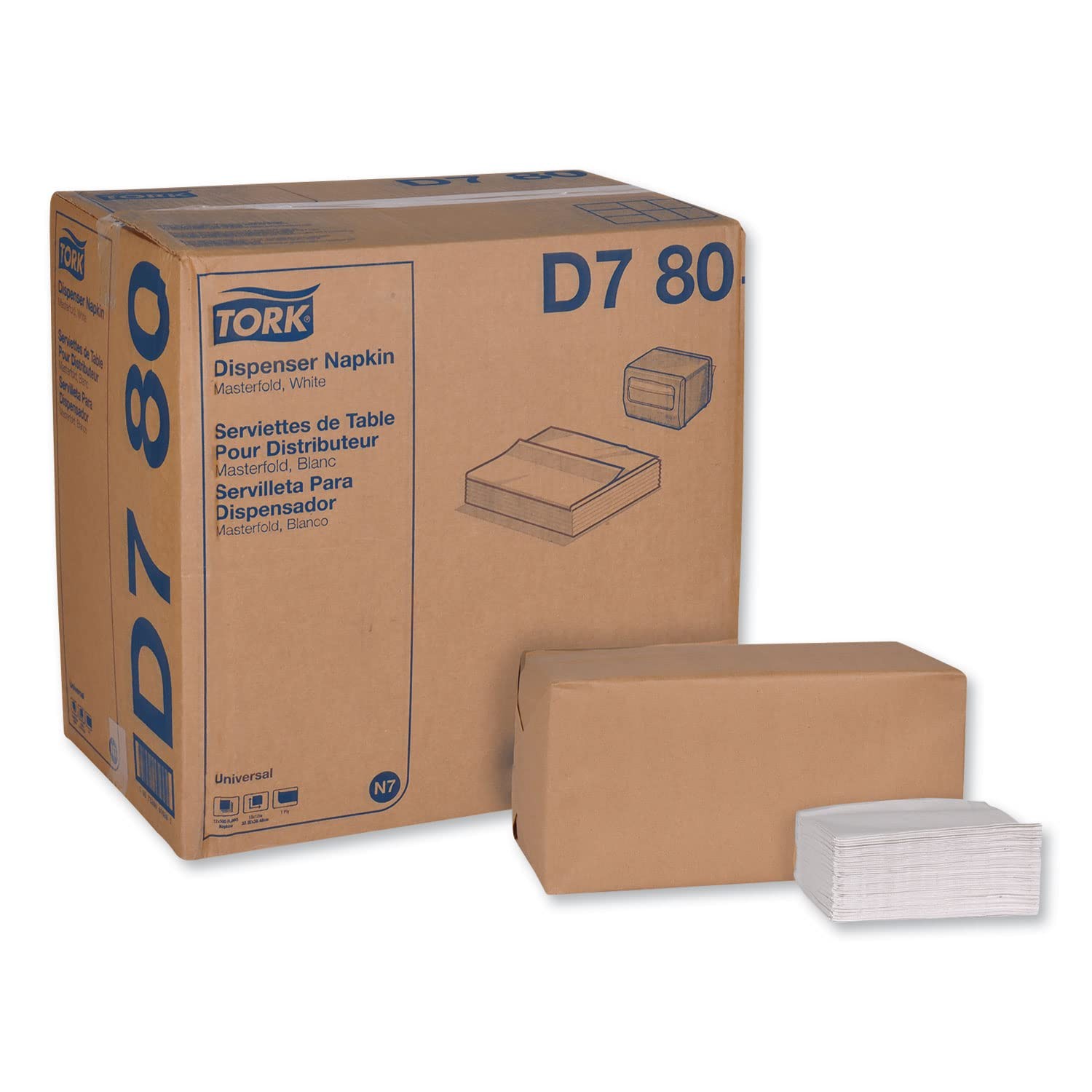 Tork Universal Masterfold Dispenser Napkin, D780, White, 12 rolls, 500 napkins