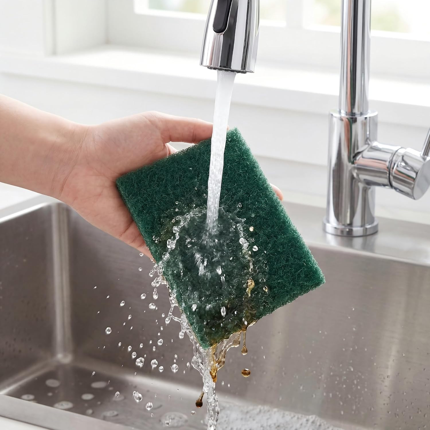 Scrubbing Pads, 6-Pack Green Kitchen Cleaning Scourer – Heavy Duty Scrubber f…