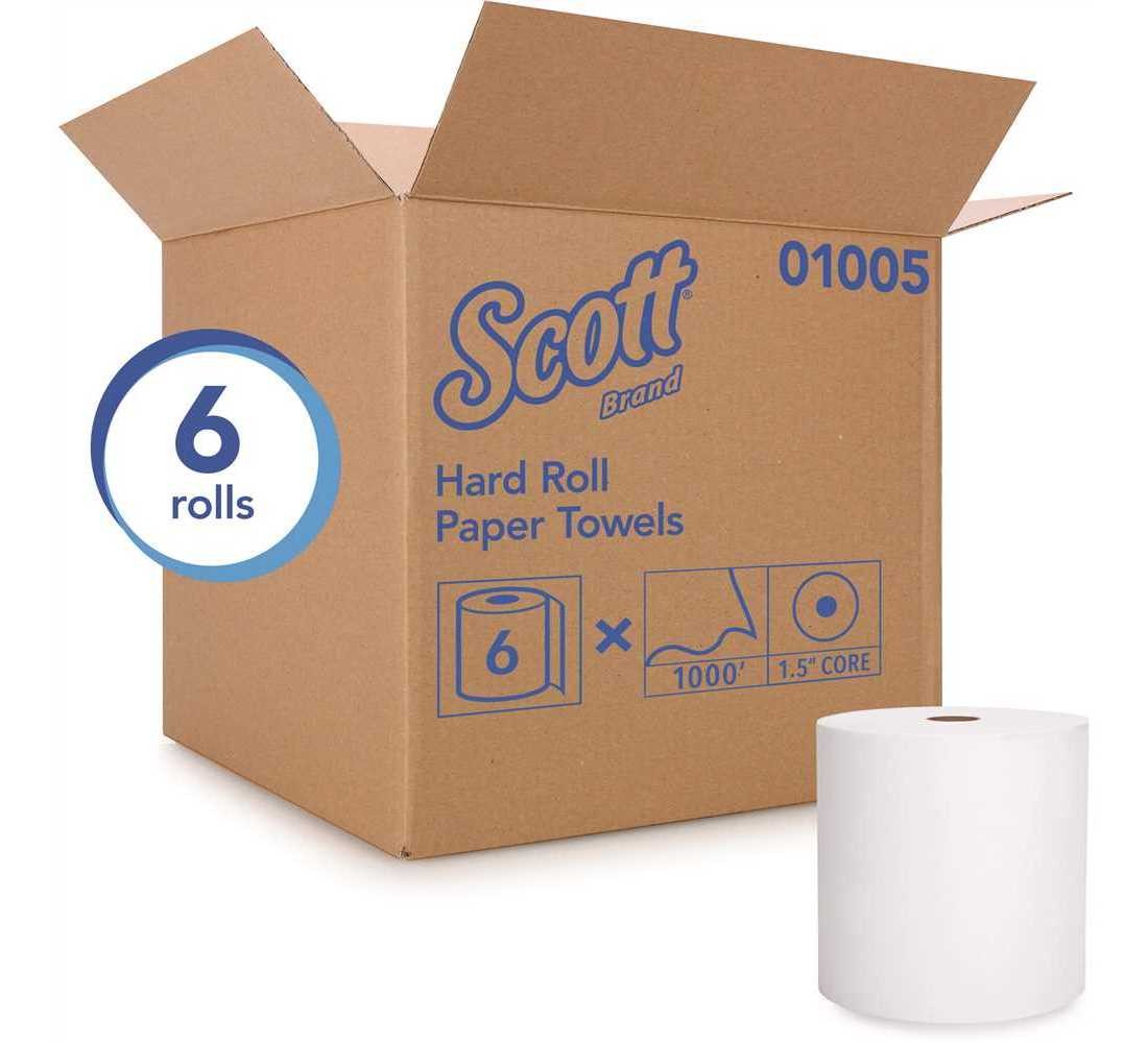 High Capacity Hard Roll Paper Towels White (1000 ft./Roll, 6 Paper Towel Rolls/C