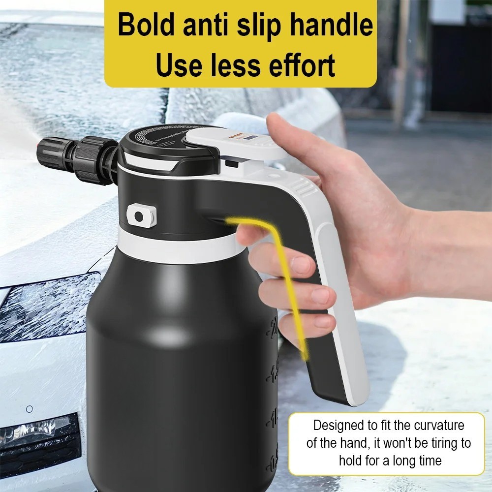 2000ML Electric Foam Sprayer Car Wash Gun Wireless Rechargeable 60° Spray Range