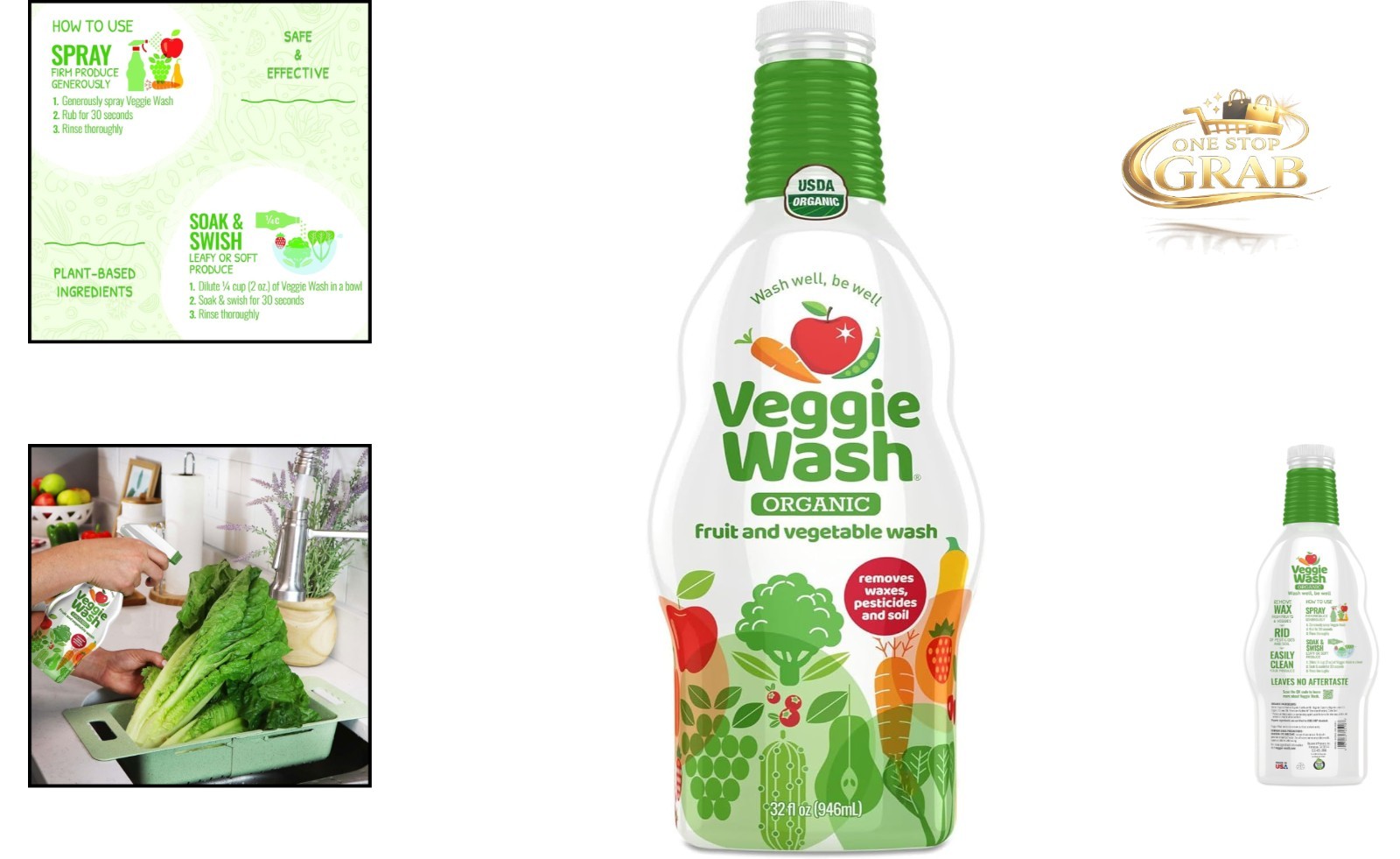 Organic Vegetable and Fruit Wash 32 Fl Oz USDA Organic Natural Cleaner
