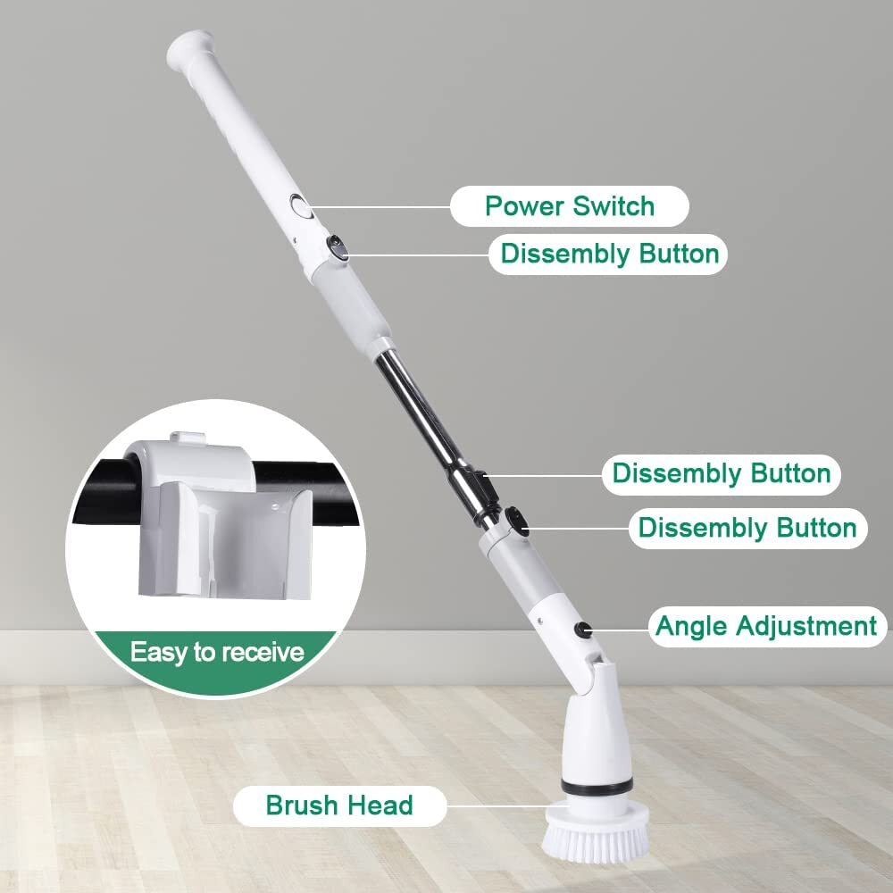 Electric Scrubtastic Rechargeable Cordless Spin Scrubber 3 Heads Cleaning Mop