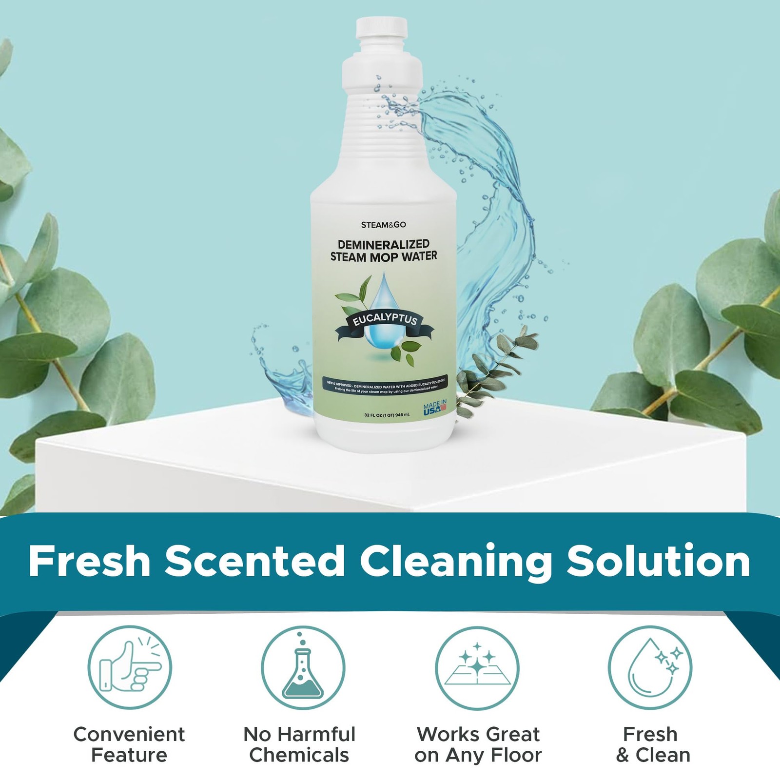 Steam Go – Demineralized Water for Steam Cleaner, PVC-Free Floor Cleaner