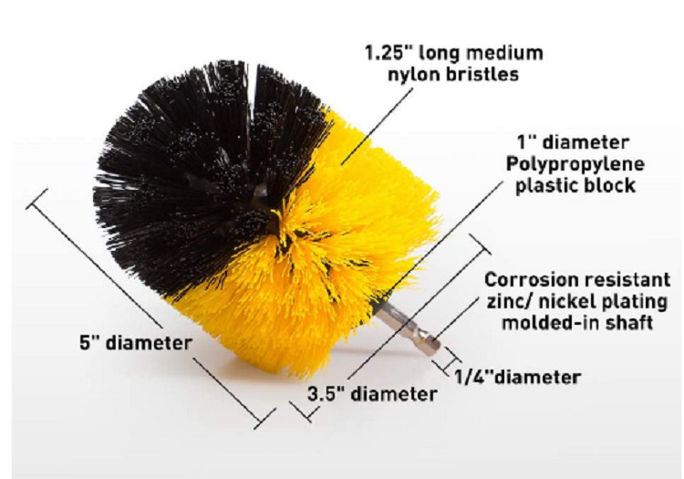 4 Pack Drill Brush for Cleaning Car Carpet Wall Carpet Tile Medium Duty Yellow