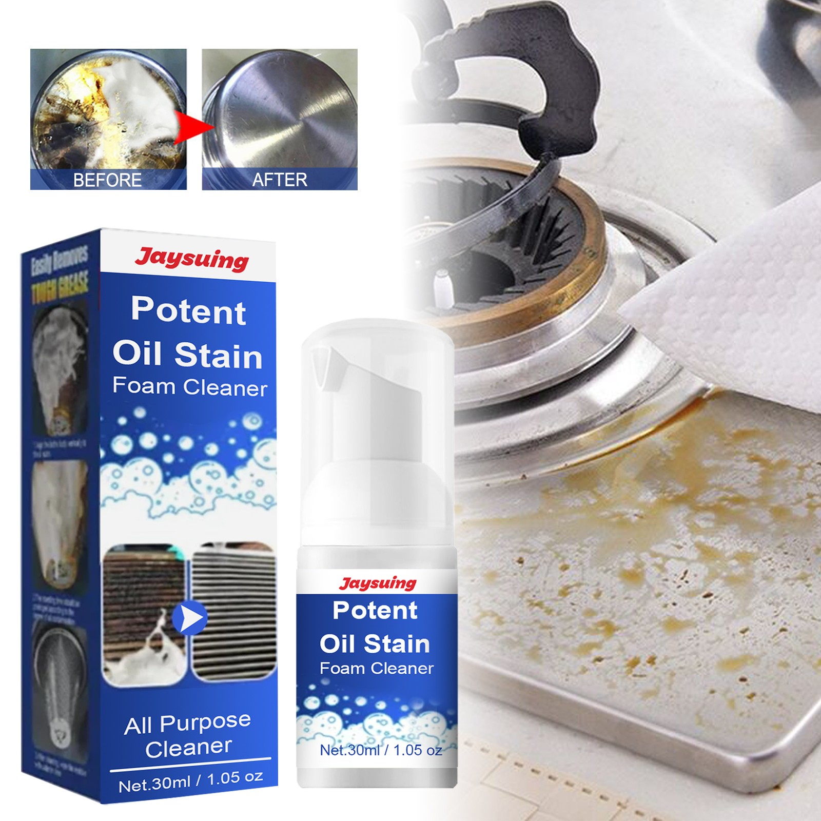 Kitchen Degreaser Spray for Stove Cooktop Range Hood Heavy Duty Cleaner