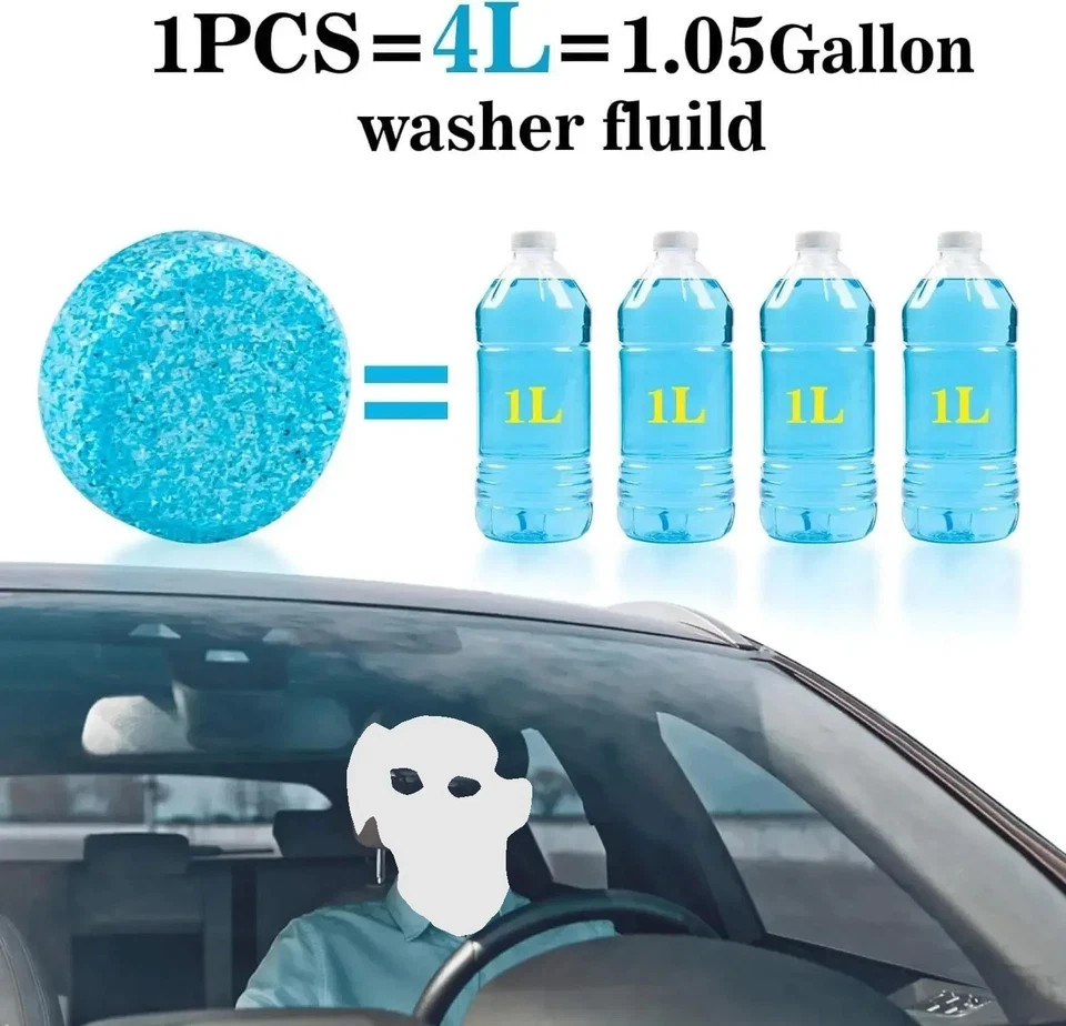 100 Car Winter Windshield Washer Wiper Fluid Concentrated Tablets Glass Cleaner*
