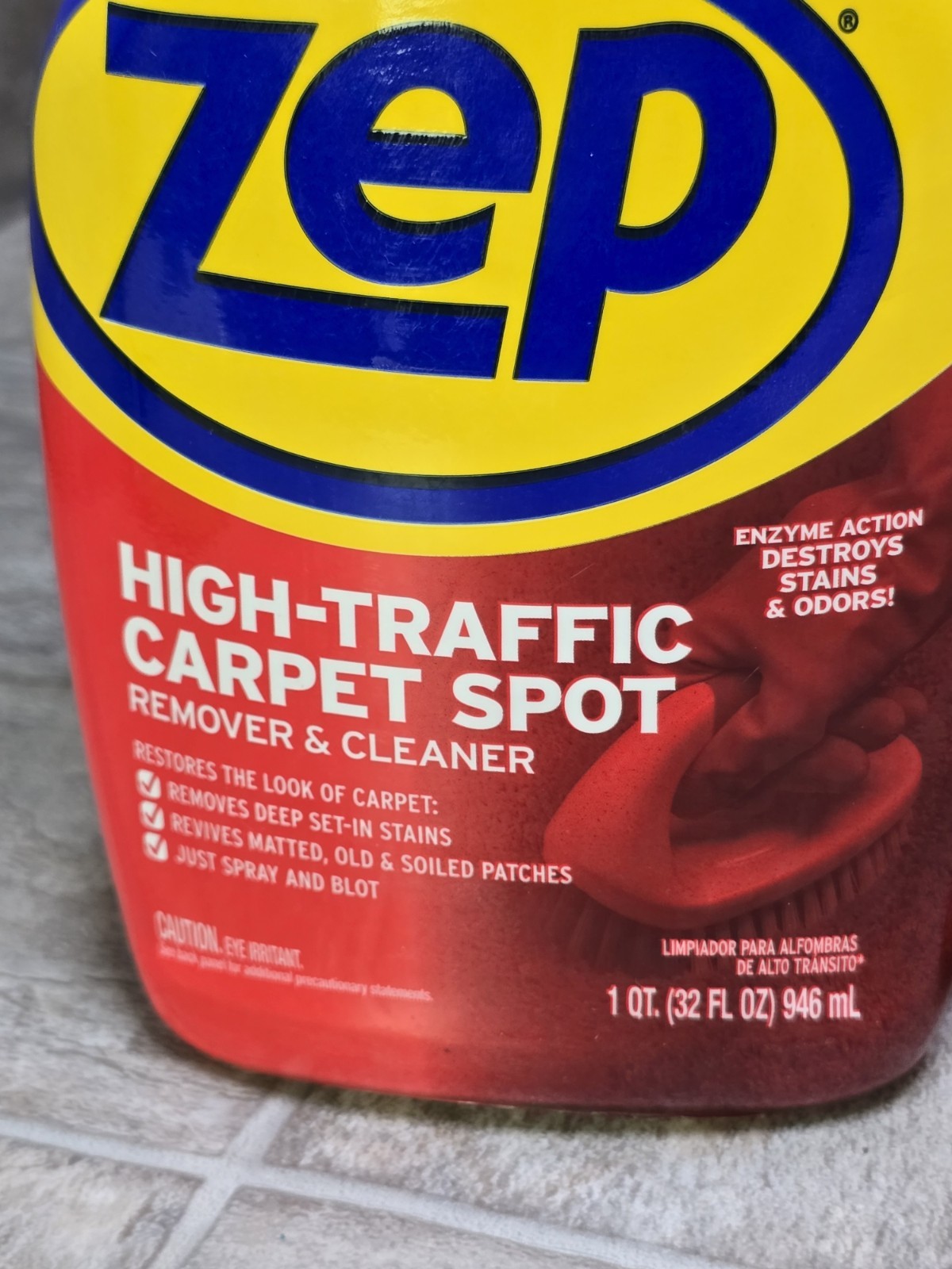 Zep HIGH-TRAFFIC CARPET SPOT Stain Odor Remover and Cleaner 32oz (QTY 2 pack)
