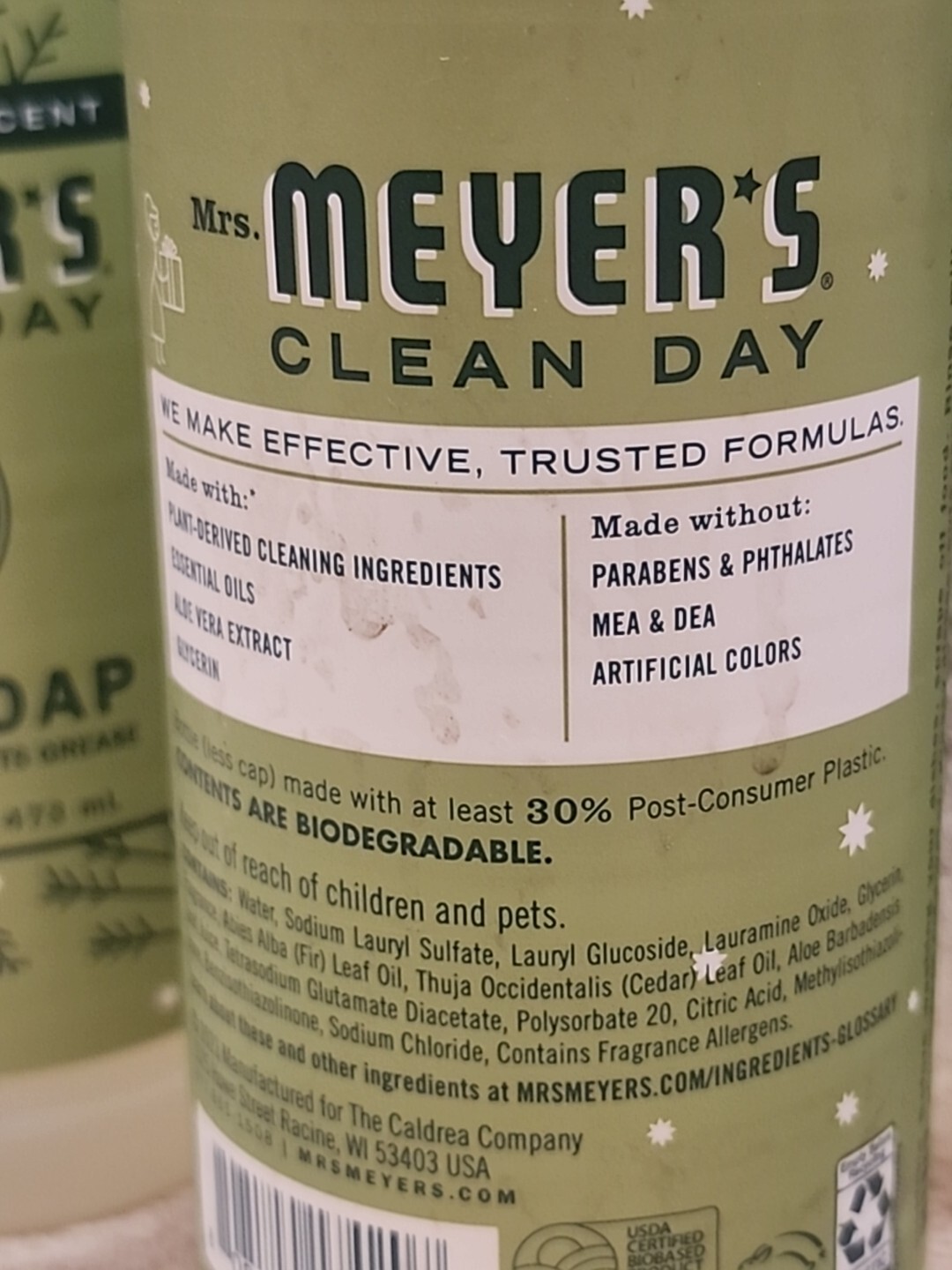 Lot of 3: Mrs Meyers Iowa Pine Scent Dish Soap. Limited Edition Seasonal Scent