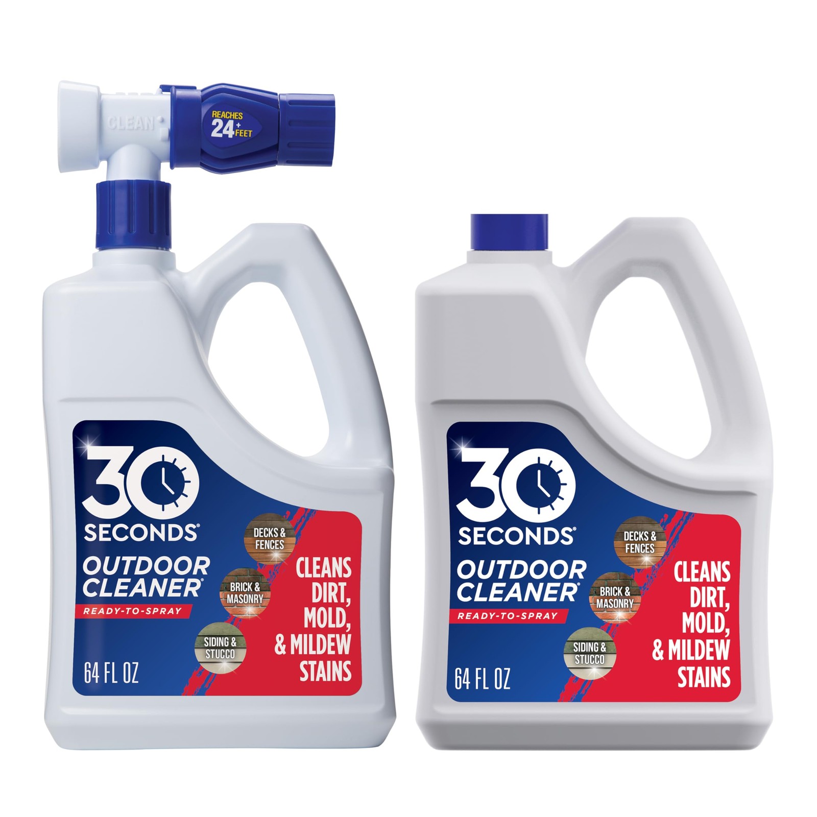 30 SECONDS Outdoor Cleaner 2 Pack with Hose End Sprayer Cleans Stains from Algae