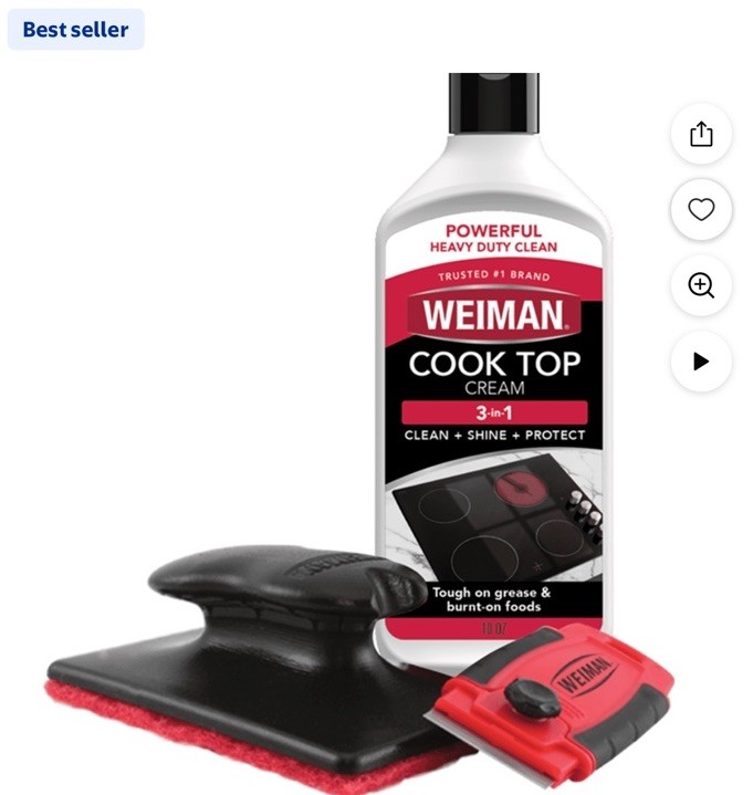 Weiman 10 oz. Cooktop Cleaner Kit with Scrubbing Pad and Razor Scraper