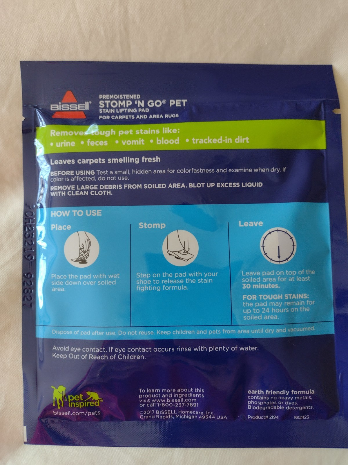 Bissell 5 Pack Stomp n Go Pet Stain Lifting Pad OXY NEW SEALED Discontinued