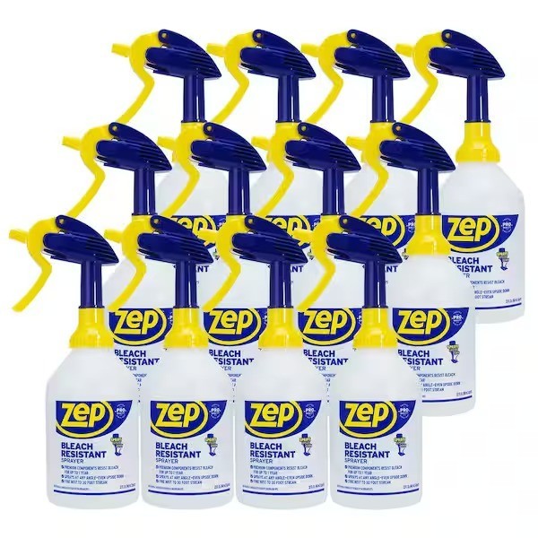 12Pack ZEP 32oz Bleach Resistant Sprayer Bottle 2.0 Adjustable Nozzle 30ft Spray