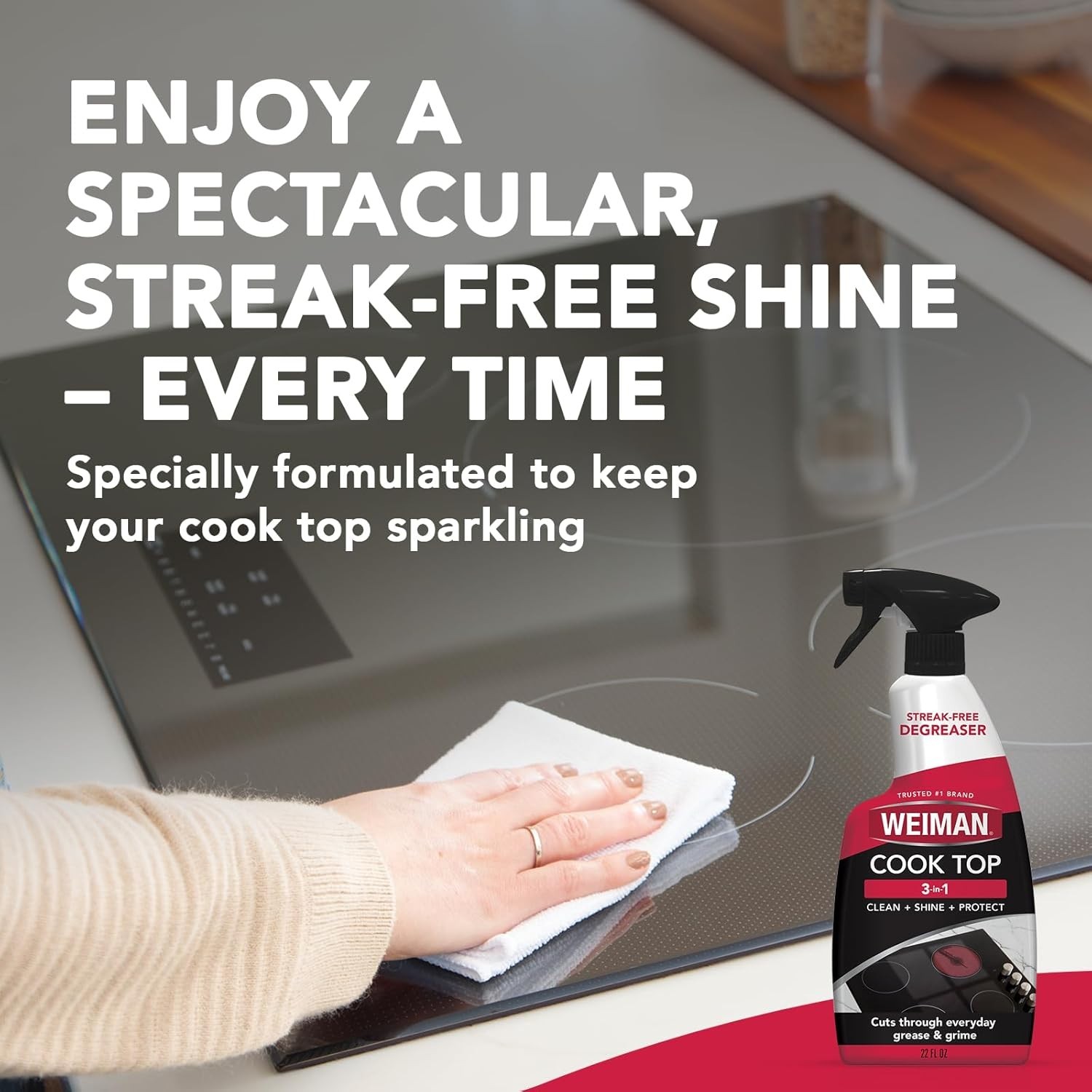 22oz Natural Cooktop Cleaner for Glass & Ceramic – Includes Microfiber Cloth
