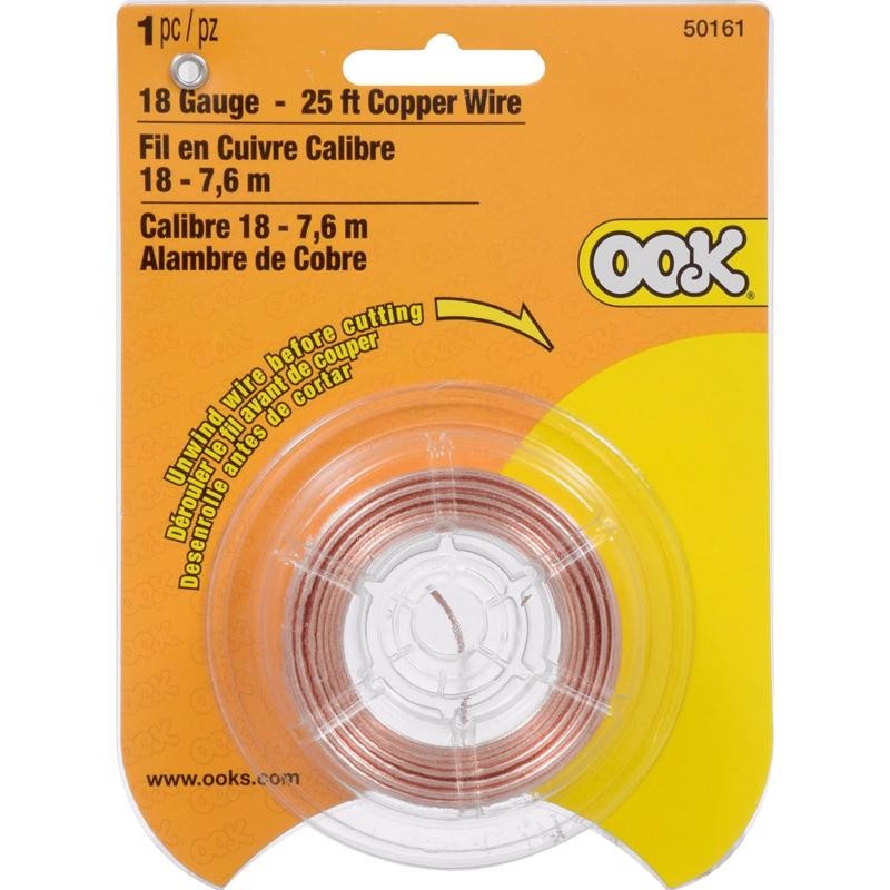 OOK 534680 18 ga. Solid Copper Hobby Wire 25 ft. (Pack of 8)