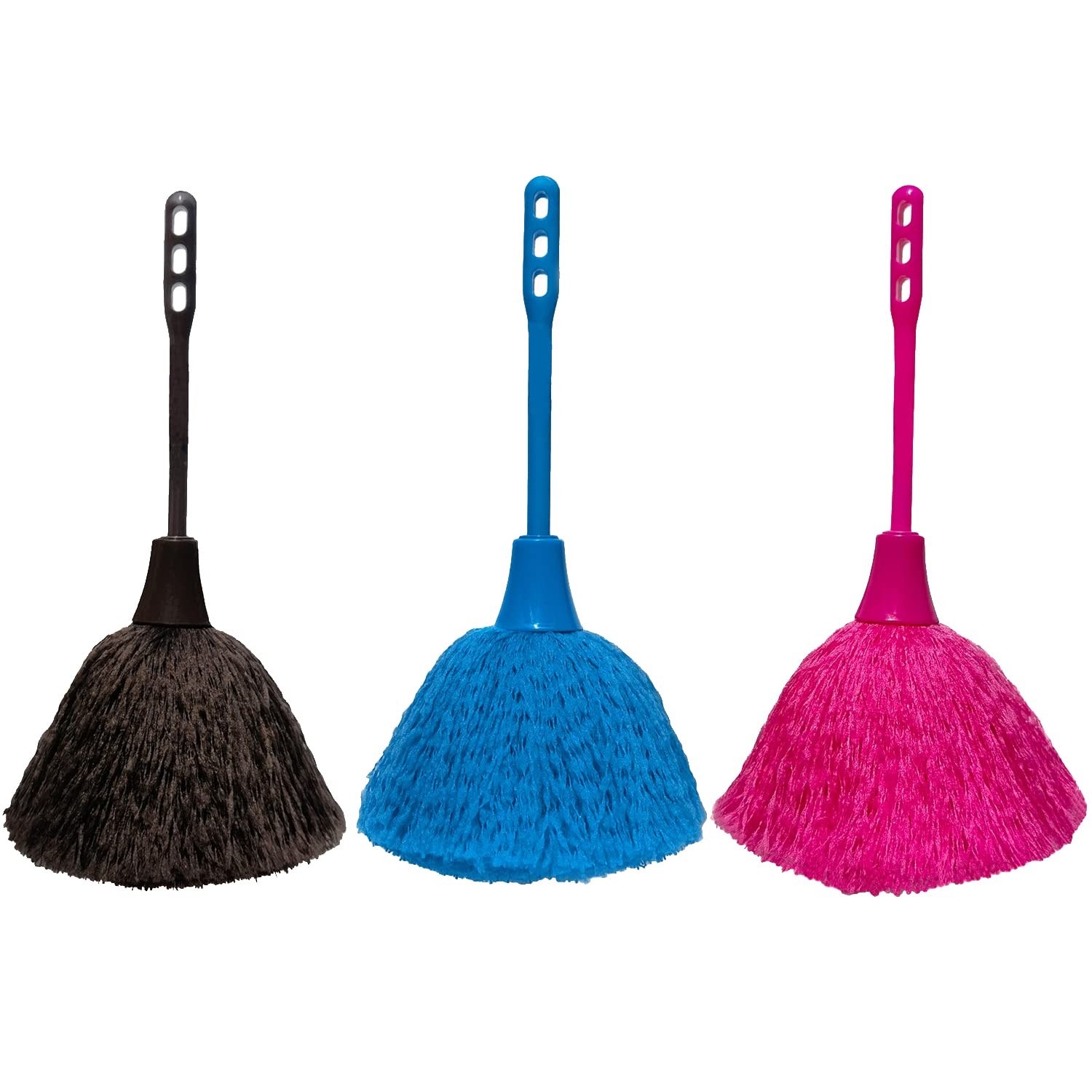 3 Pack Microfiber Delicate Duster,Comfortable Non Slip Handle, 3 Colour Washable
