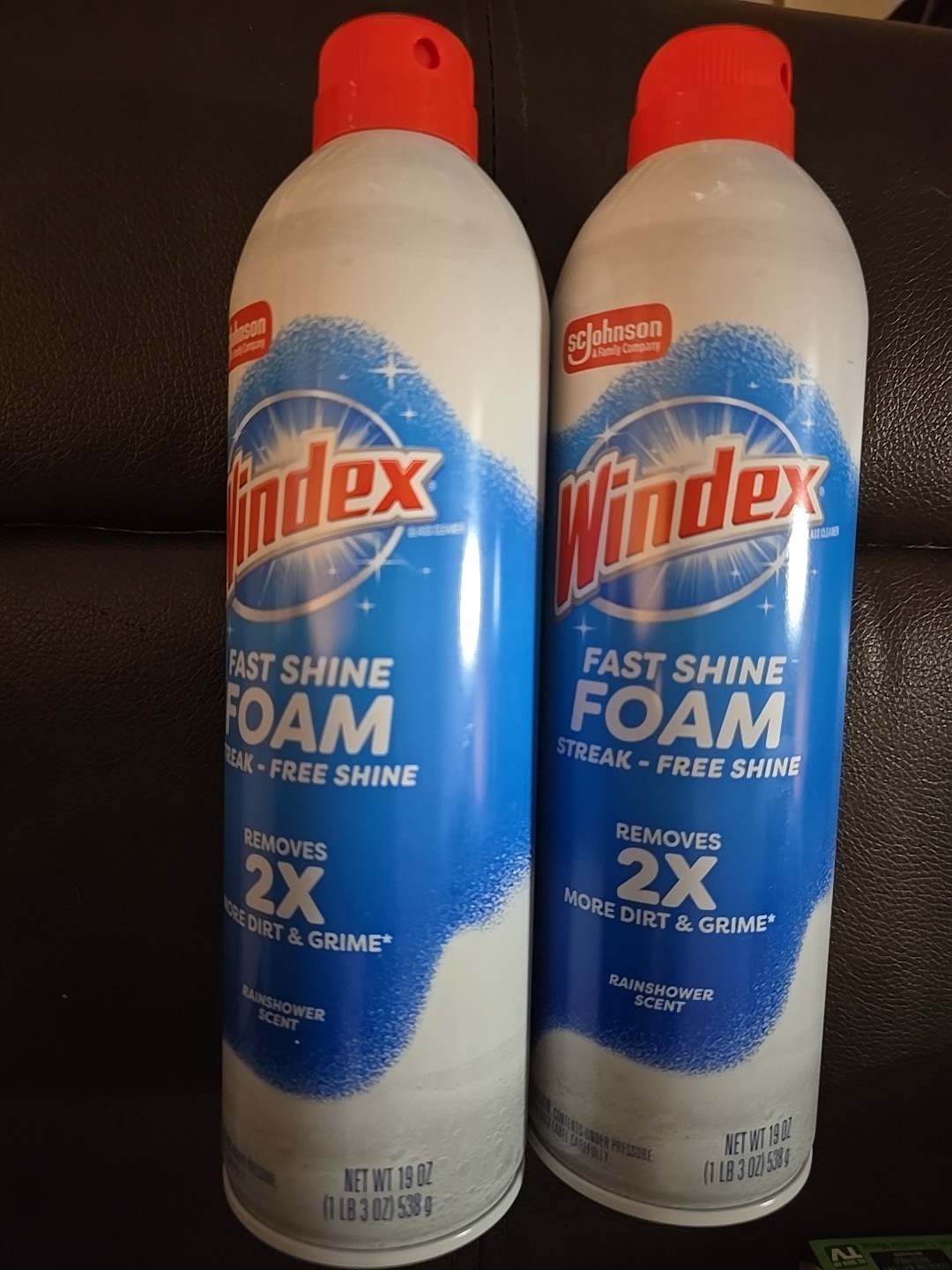 2 Windex Fast Shine Foam Glass Cleaner No-Drip Aerosol Spray, 19 oz (C6)