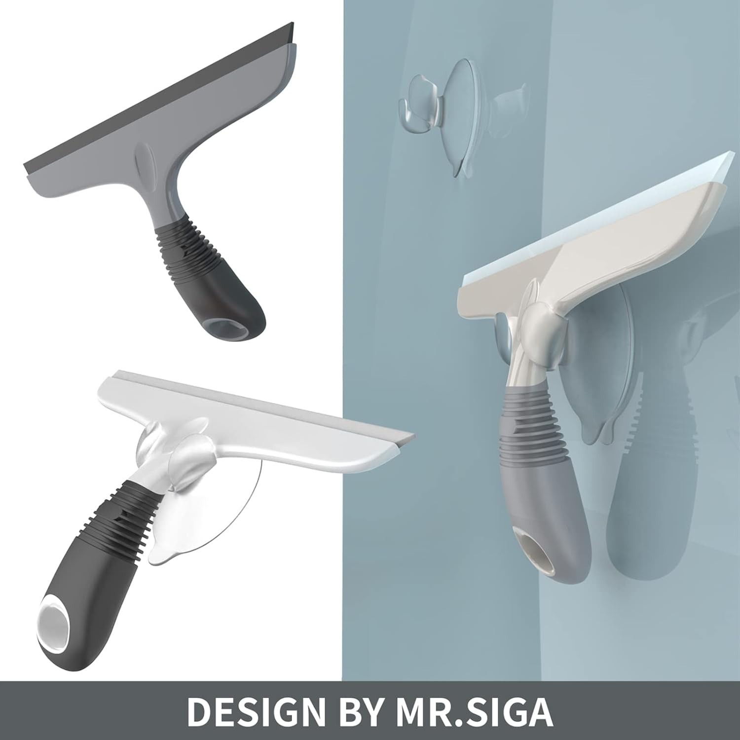 10-Inch Multi-Purpose Silicon Squeegee for Streak-Free Cleaning in White & Gray