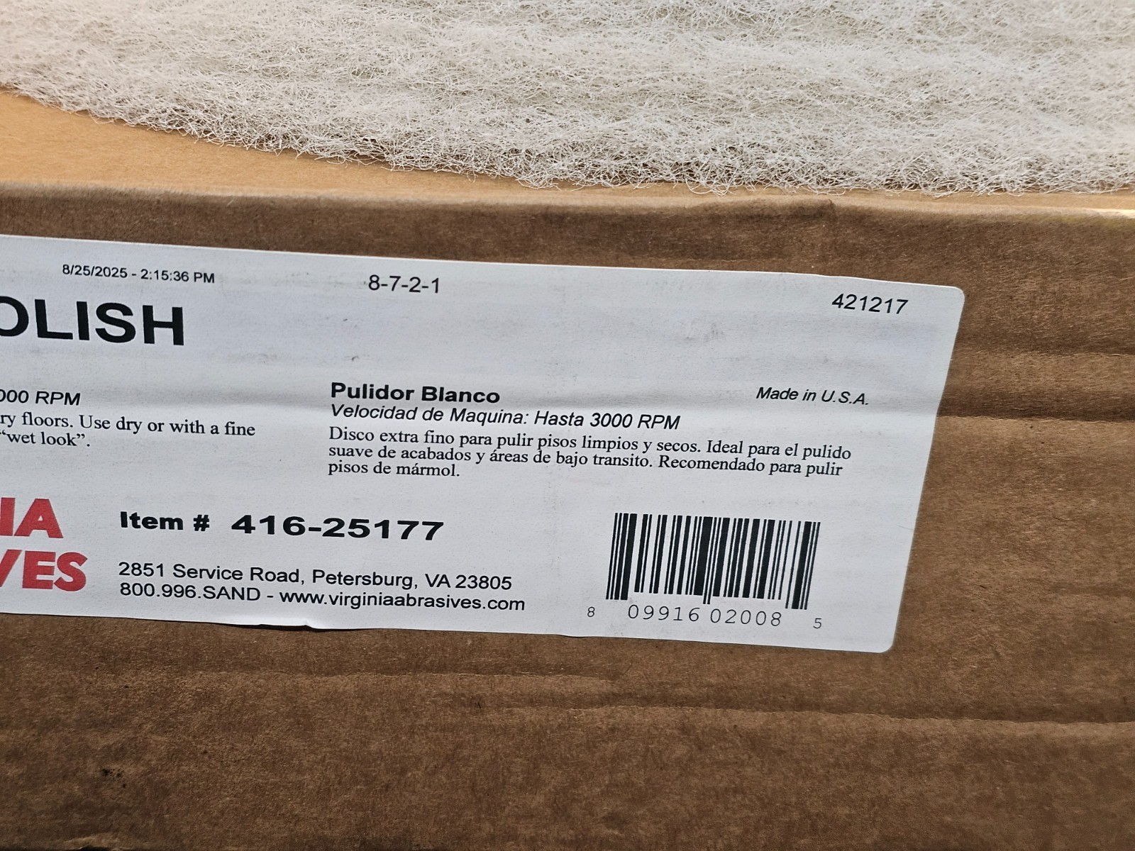 (QTY 10) Virginia Abrasives 416-25177 Thin Nylon Cooler Pad, 1/4″ x 17″, White