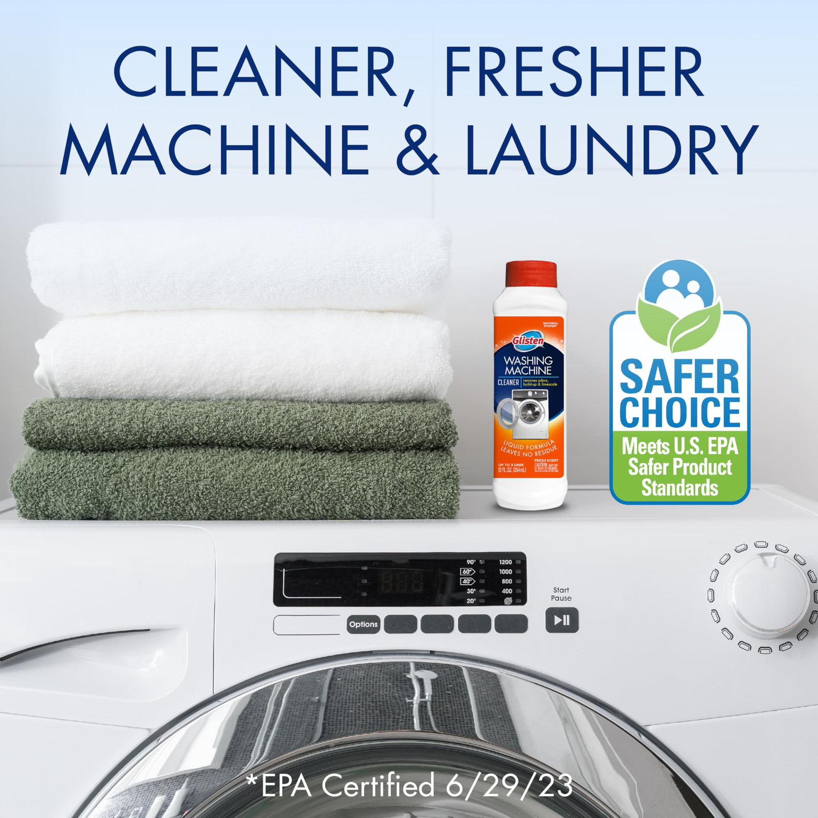 Glisten Washing Machine Cleaner 12 Fl Oz Powerful Odor Remover Deep Clean