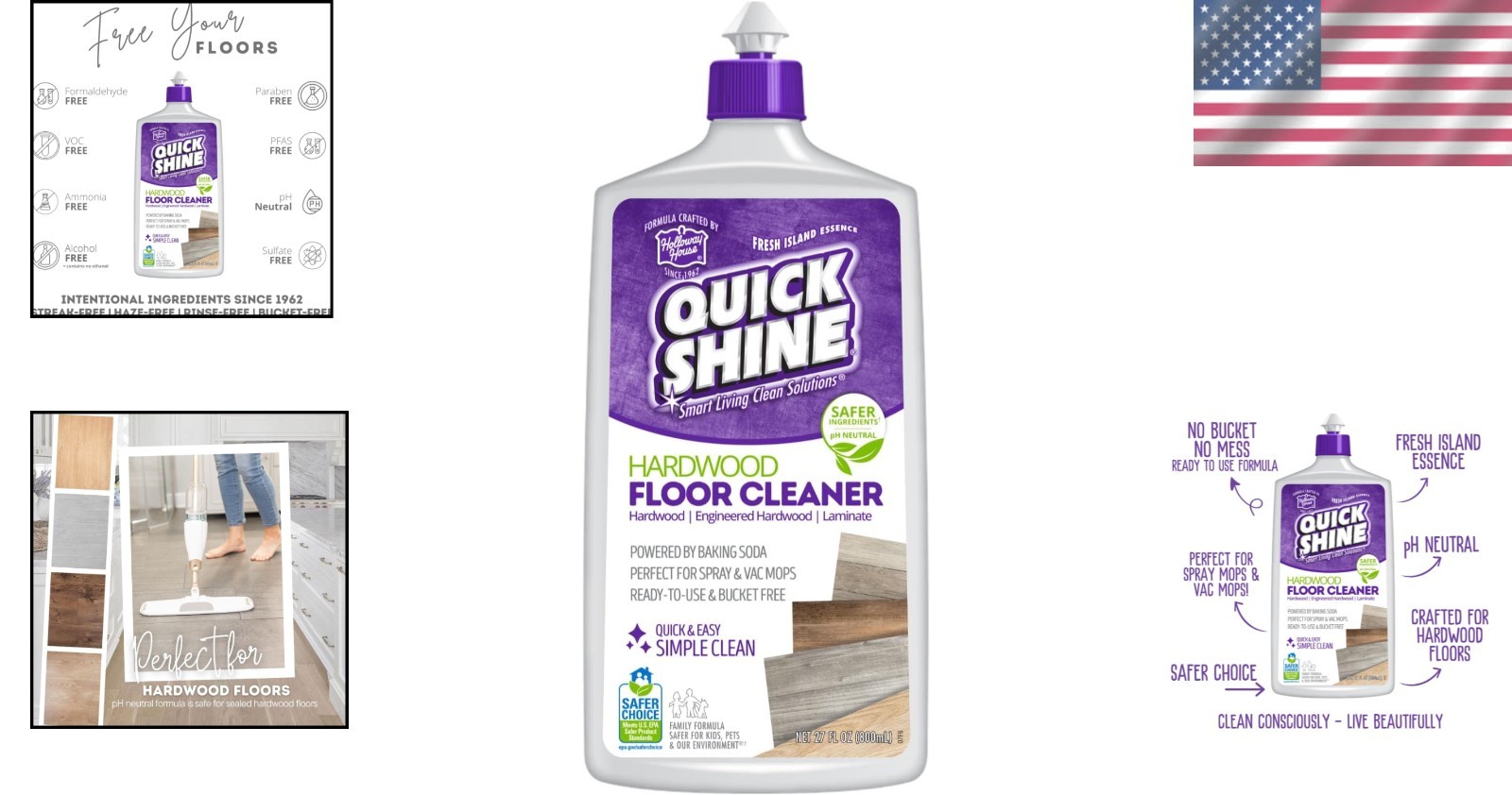 28oz Eco-Friendly Hardwood Floor Cleaner | Powered by Baking Soda & No Rinse