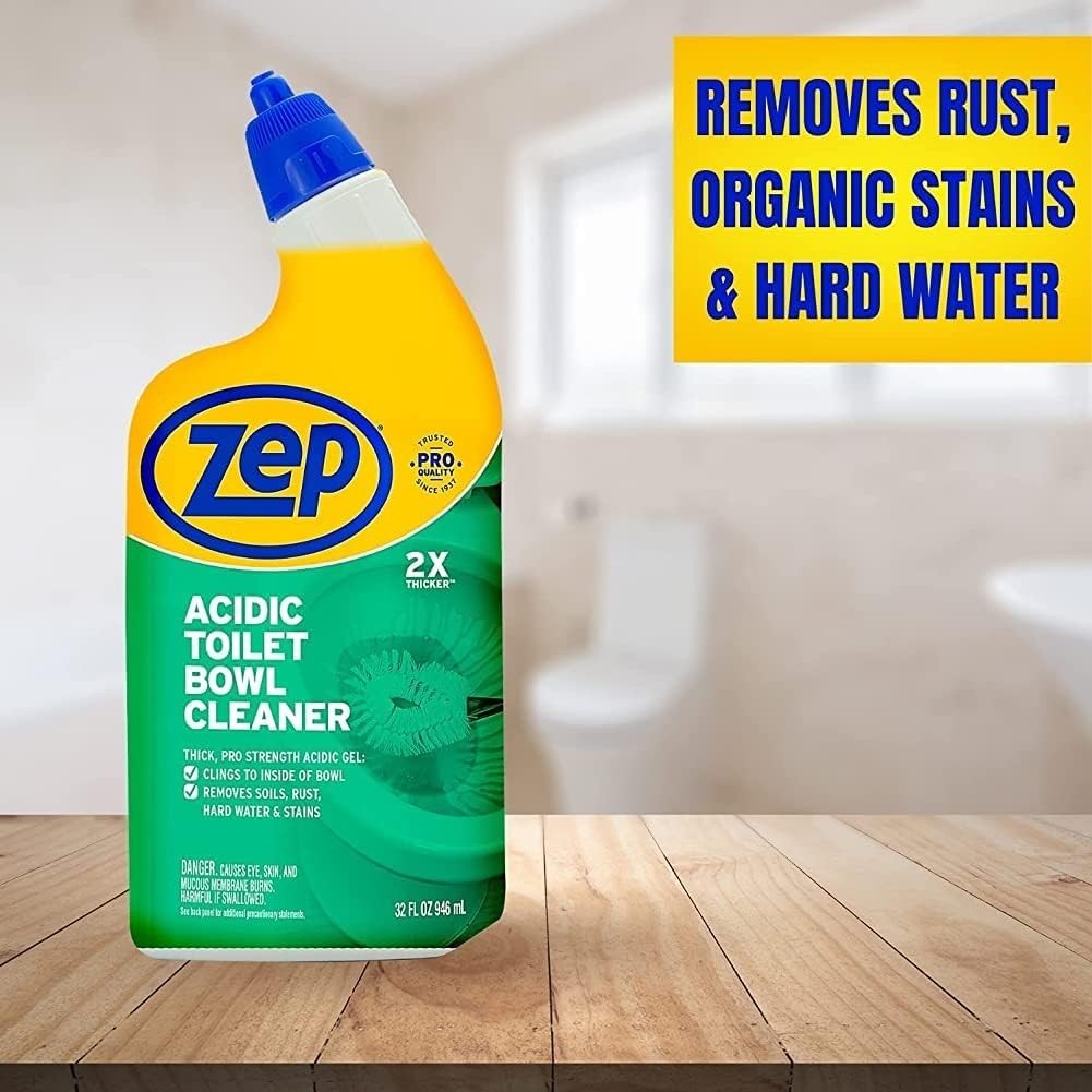 Zep Acidic Toilet Bowl Cleaner 32oz Case of 4–Thick Cling Formula,Powerful Clean
