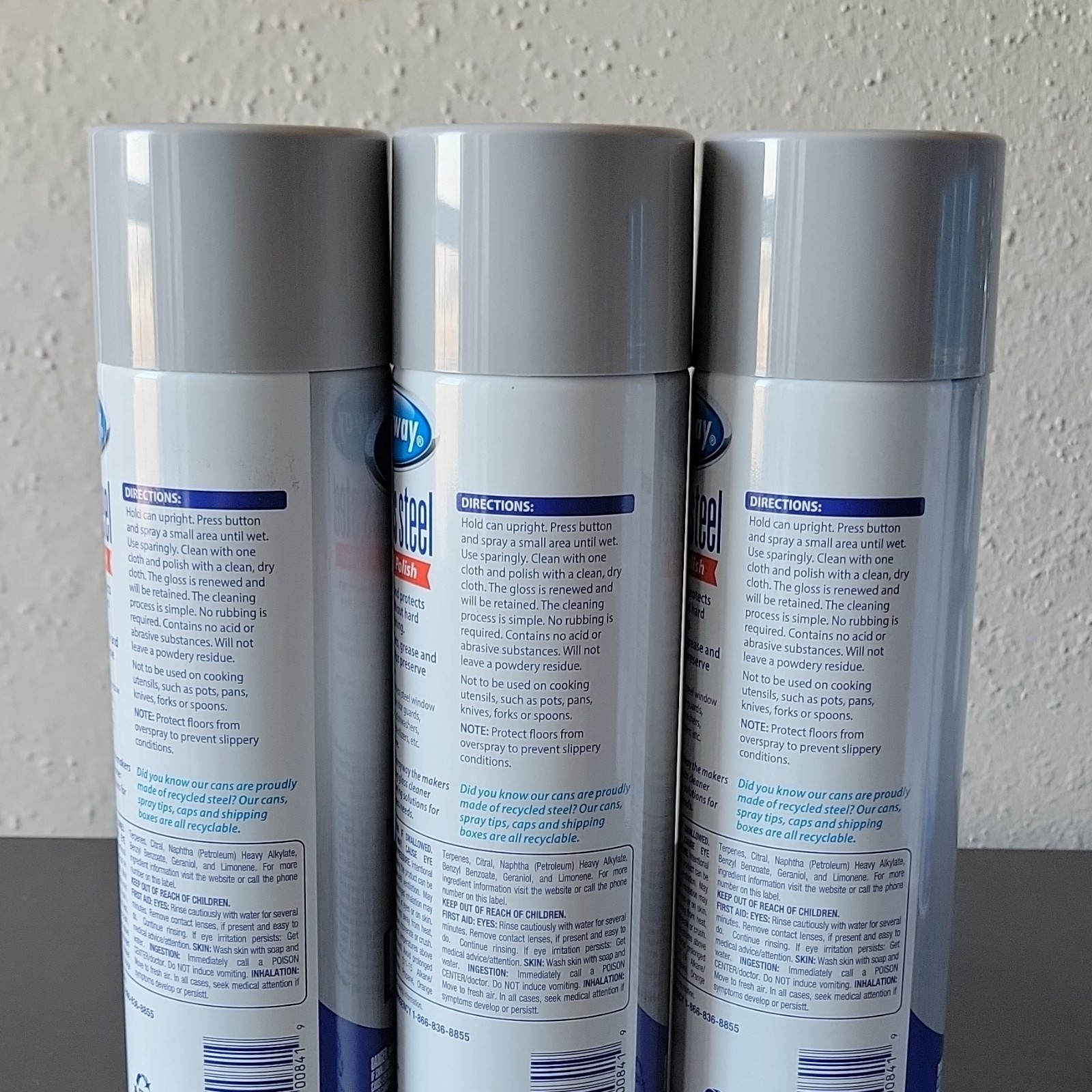 3 Cans ~ SW148R Sprayway Stainless Steel Metal Pro Cleaner & Polish MultiUse15oz
