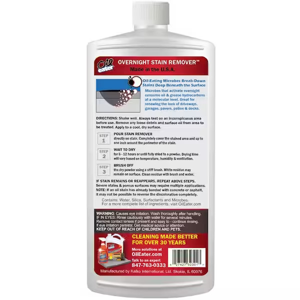 32 oz. Overnight Stain Remover for Oil Stains – Concrete, Driveways, Pavers NEW