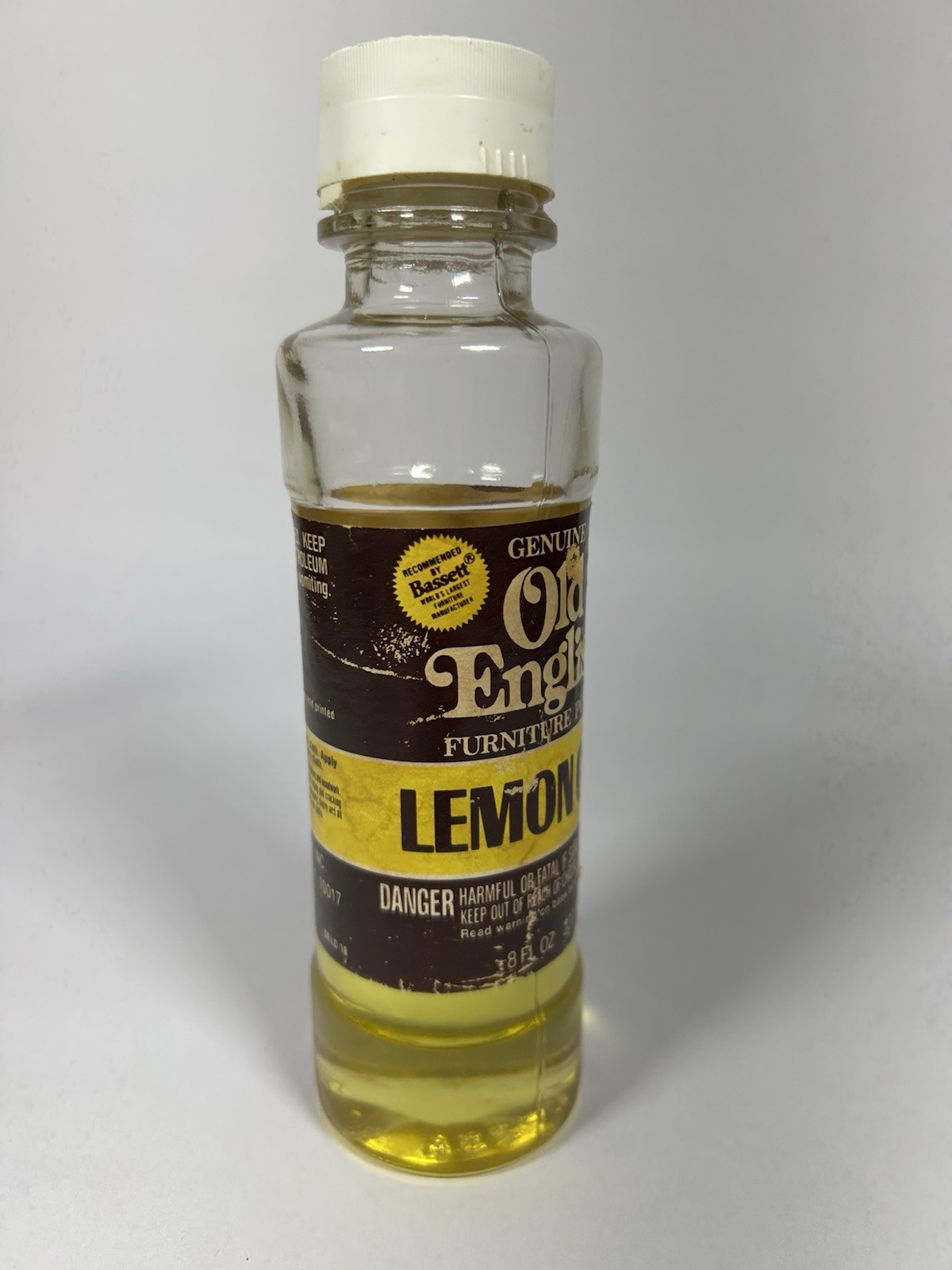Old English Lemon Oil Furniture Polish 8 Oz GLASS Bottle Vintage 75% Full