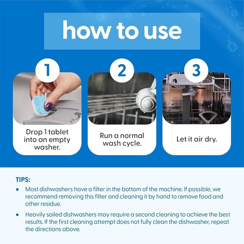 Dishwasher Cleaning Tablets Non-Toxic Deep Clean Eco-Friendly Grease Removal New