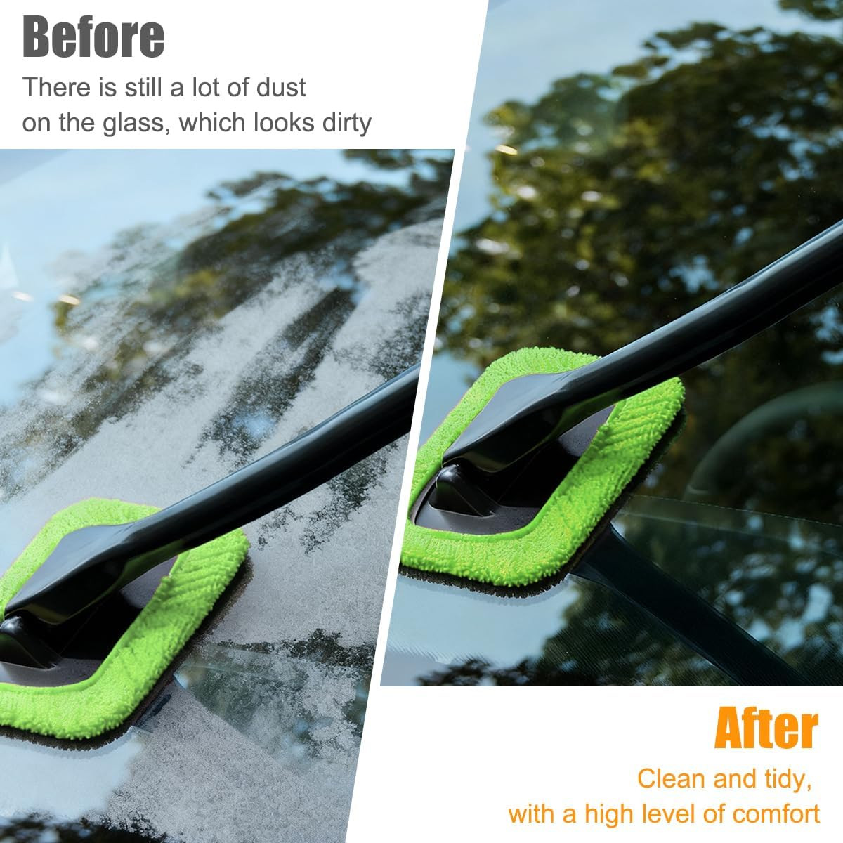 Car Windshield Cleaning Tool, Microfiber Vehicle Window Cleaner with 5 Washable