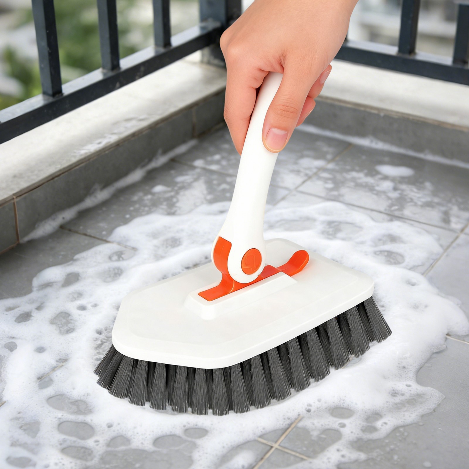 Long Handled Scrub Brush, Cleaning Brushes with 3 Cleaning Heads Clean Brush